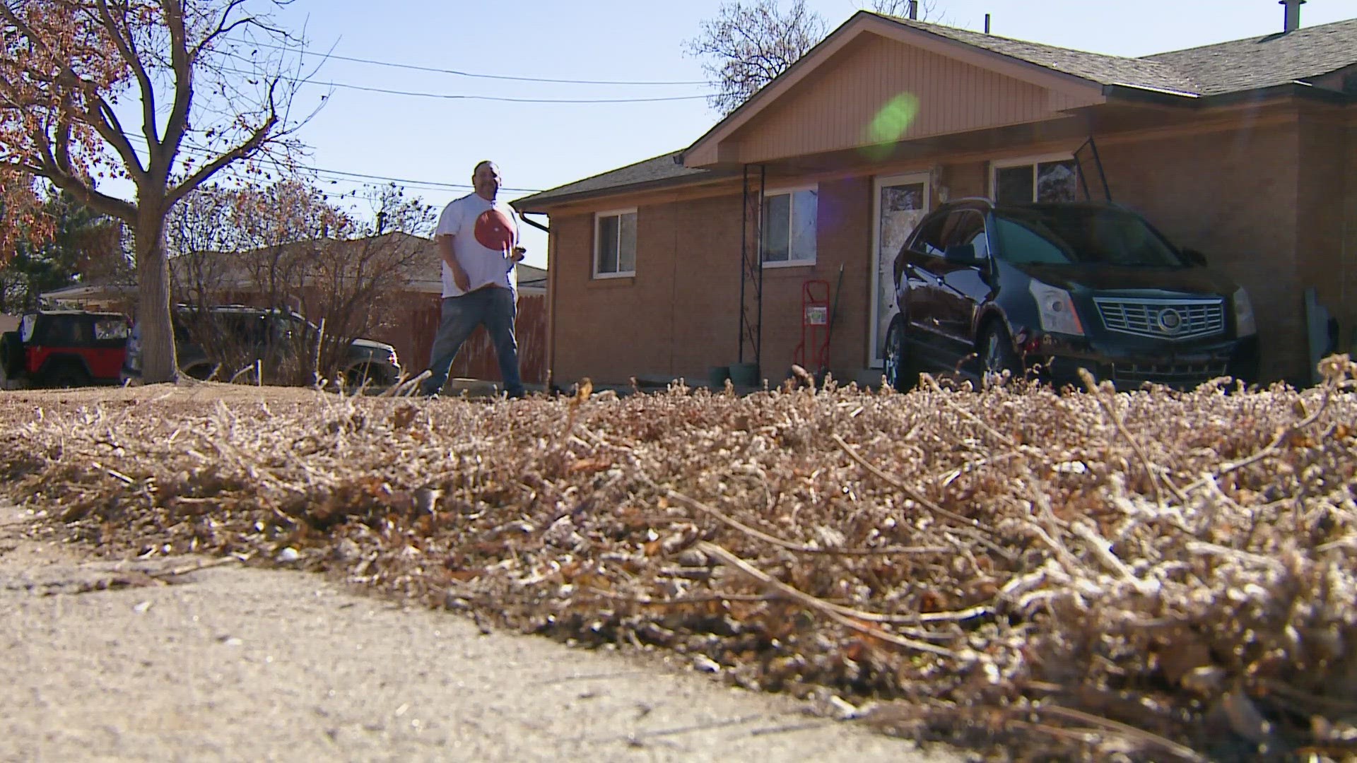 An Adams County homeowner said he's been left on his own to clean up after a deadly shooting and car crash on his block.