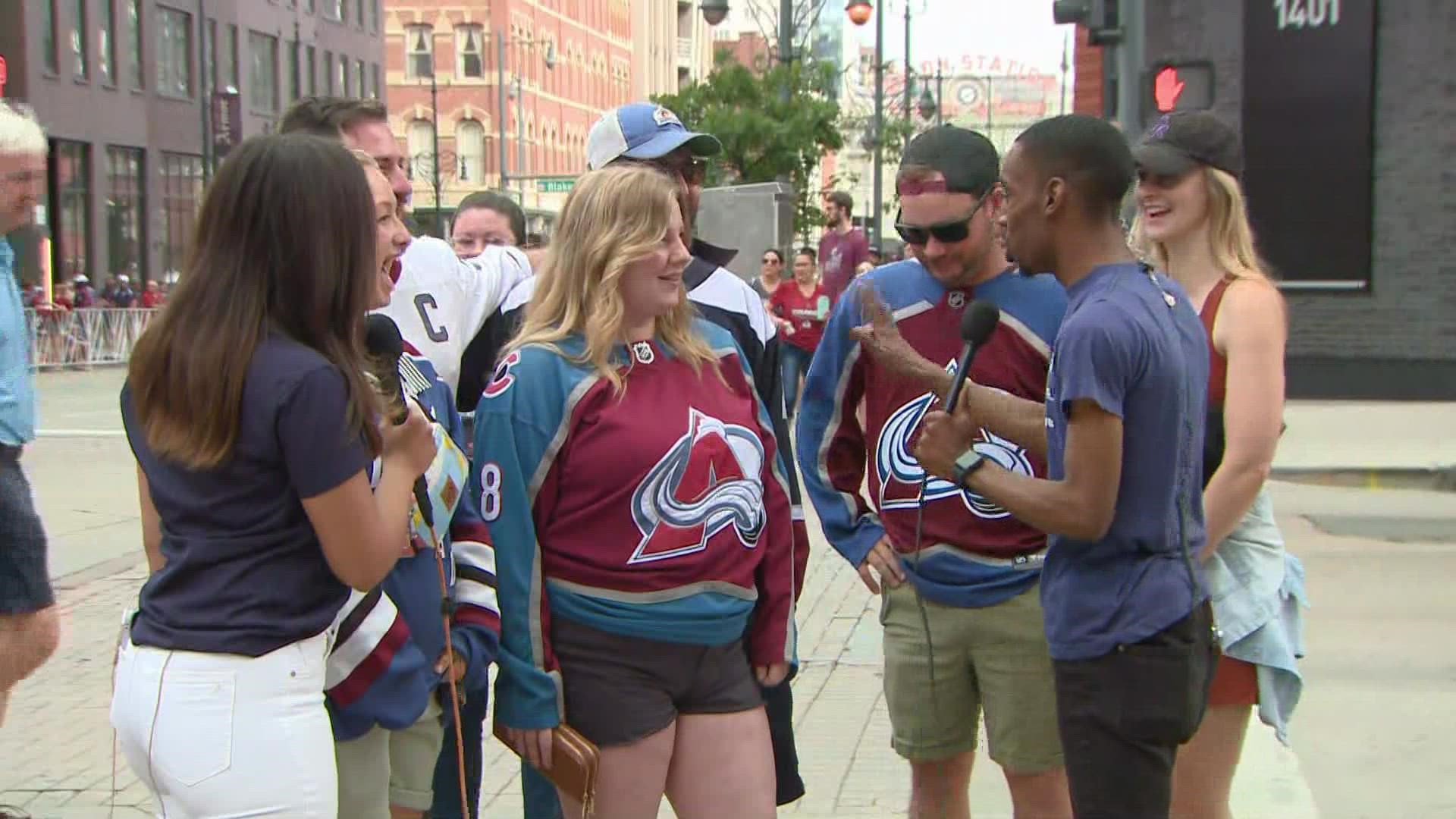 Natasha Verma and Darius Johnson caught up with Avalanche fans in downtown Denver ahead of Thursday's rally and parade for the Stanley Cup champions.