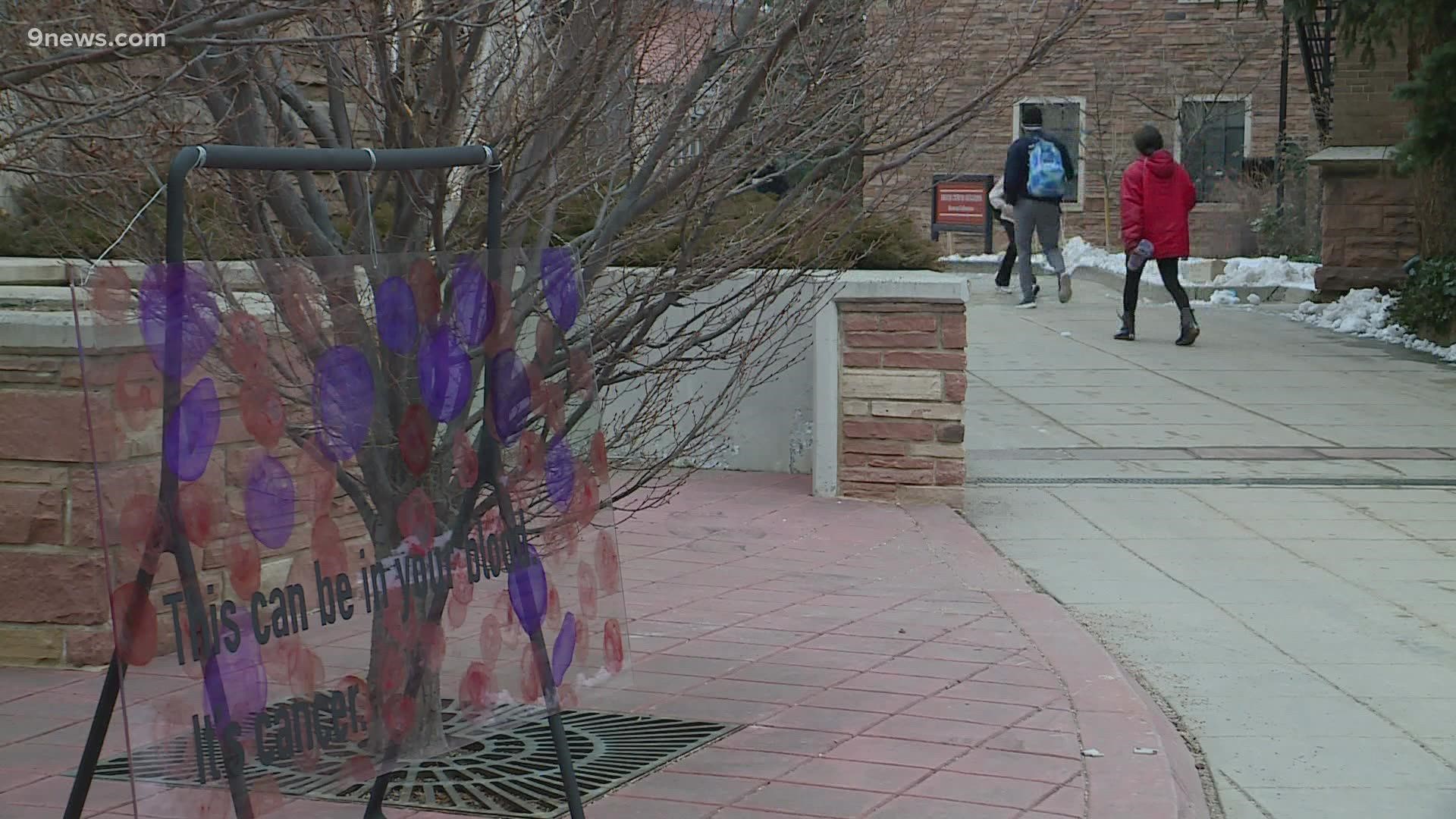 A group of marketing students at CU Boulder created the installation to raise awareness about lymphoma, a blood cancer now more common among young adults.