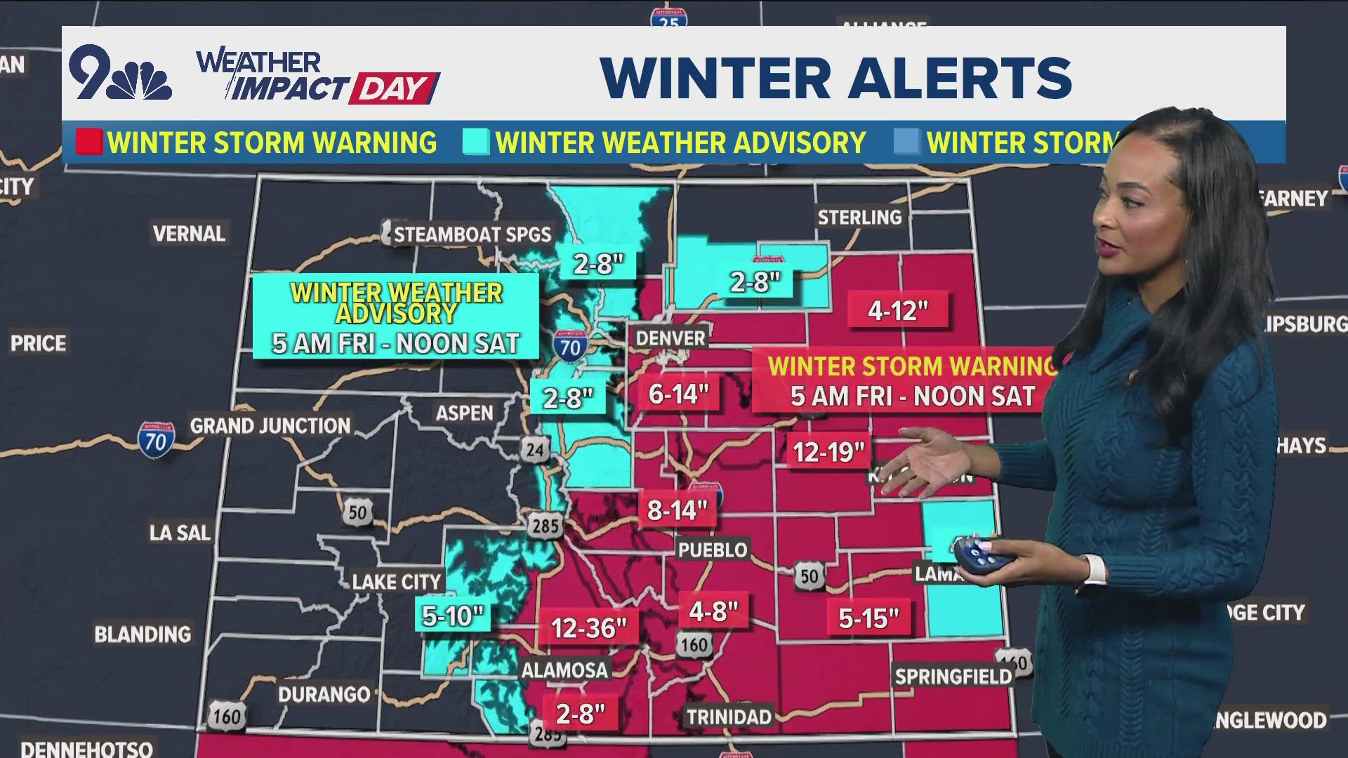 The 9NEWS Weather Impact Team is tracking a storm that's expected to bring another 6-14 inches of snow by Saturday afternoon. 