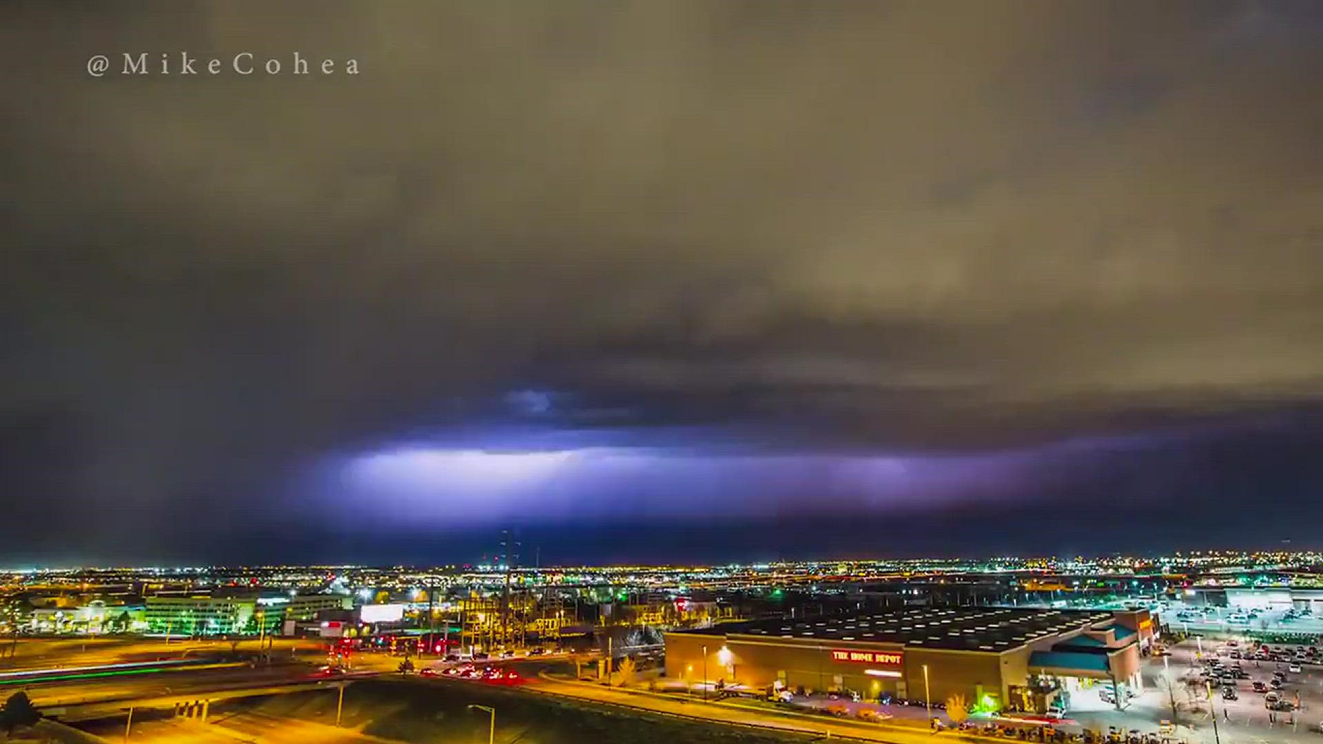 Nature put on quite the light show Wednesday evening during a thunderstorm over the Mile High City.