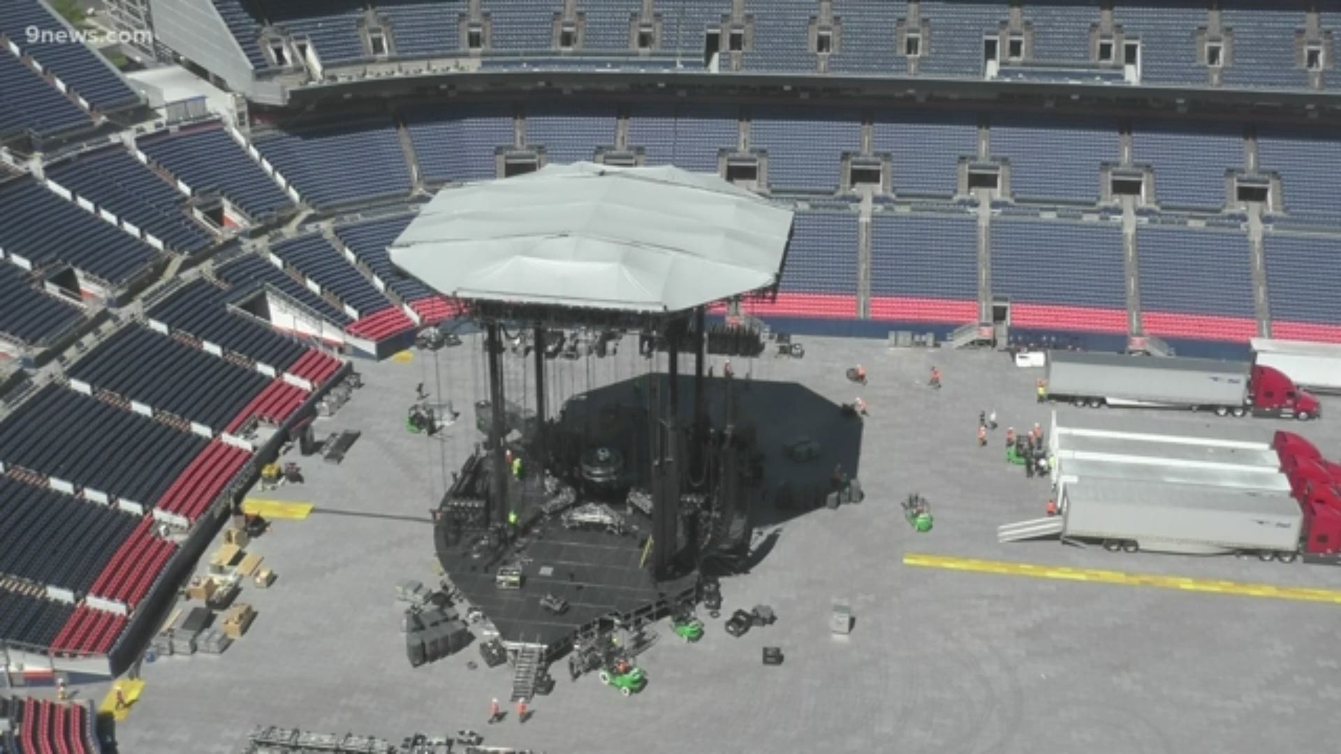 Country music icon Garth Brooks will headline a concert at Denver's Broncos Stadium at Mile High on Saturday, June 8. Here's a look at preparations on Thursday, June 6, 2019.