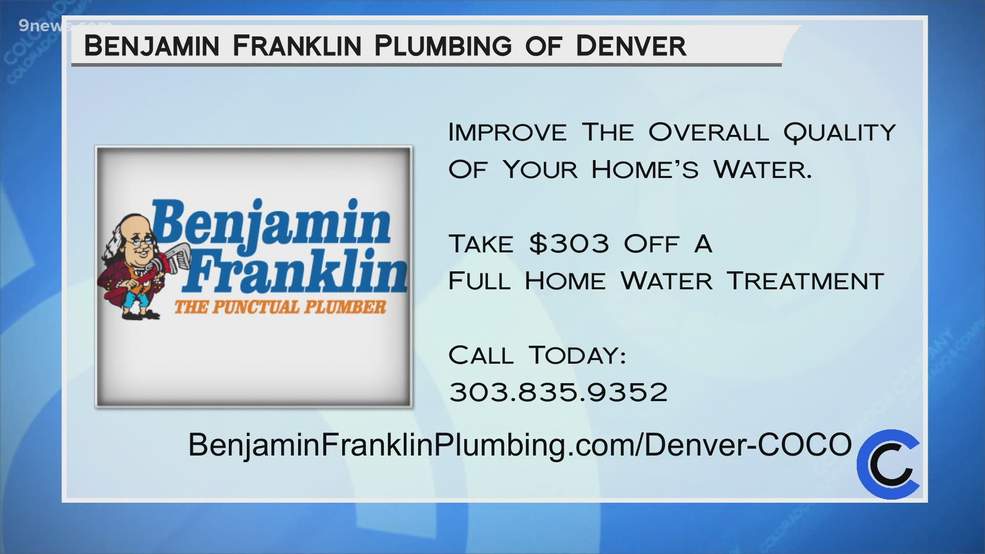 Call the Punctual Plumber! Count on Benjamin Franklin Plumbing to improve the quality of your home's water. Learn more at BenjaminFranklinPlumbing.com/Denver-COCO.