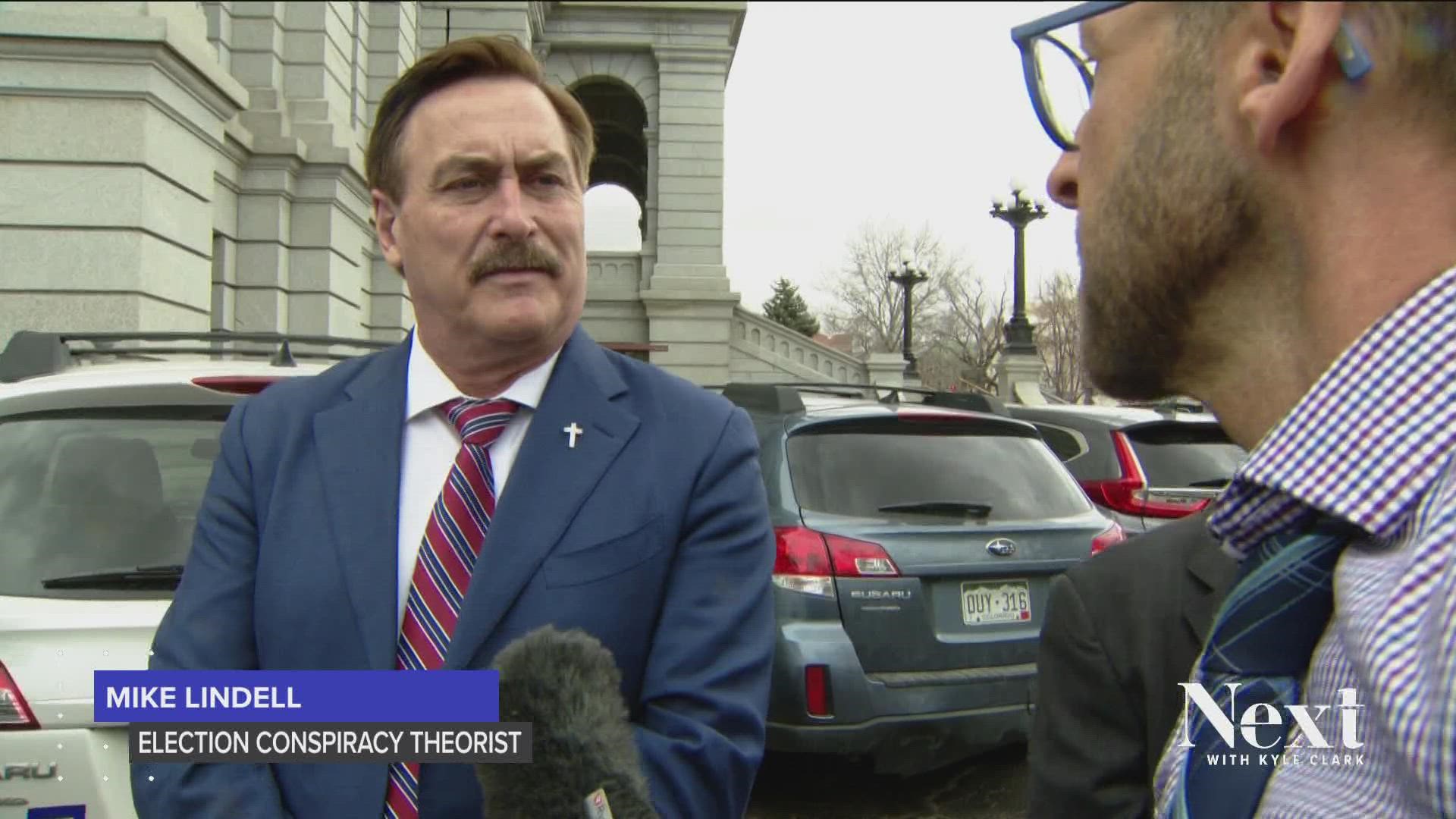 MyPillow CEO and vocal election conspiracy theorist Mike Lindell came to the steps of the Colorado Capitol on Tuesday to headline a rally promoting "election truth."