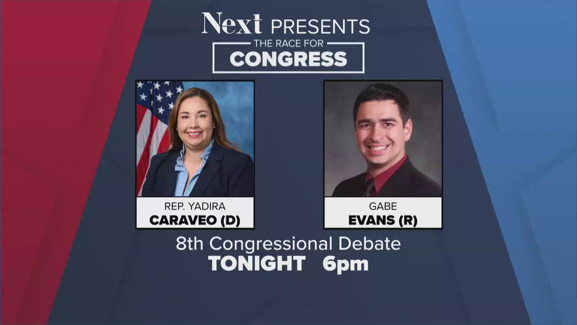 Congresswoman Yadira Caraveo, the Democratic incumbent, and Republican state Rep. Gabe Evans will debate live at 6 p.m. Tuesday on 9NEWS and 9NEWS+.