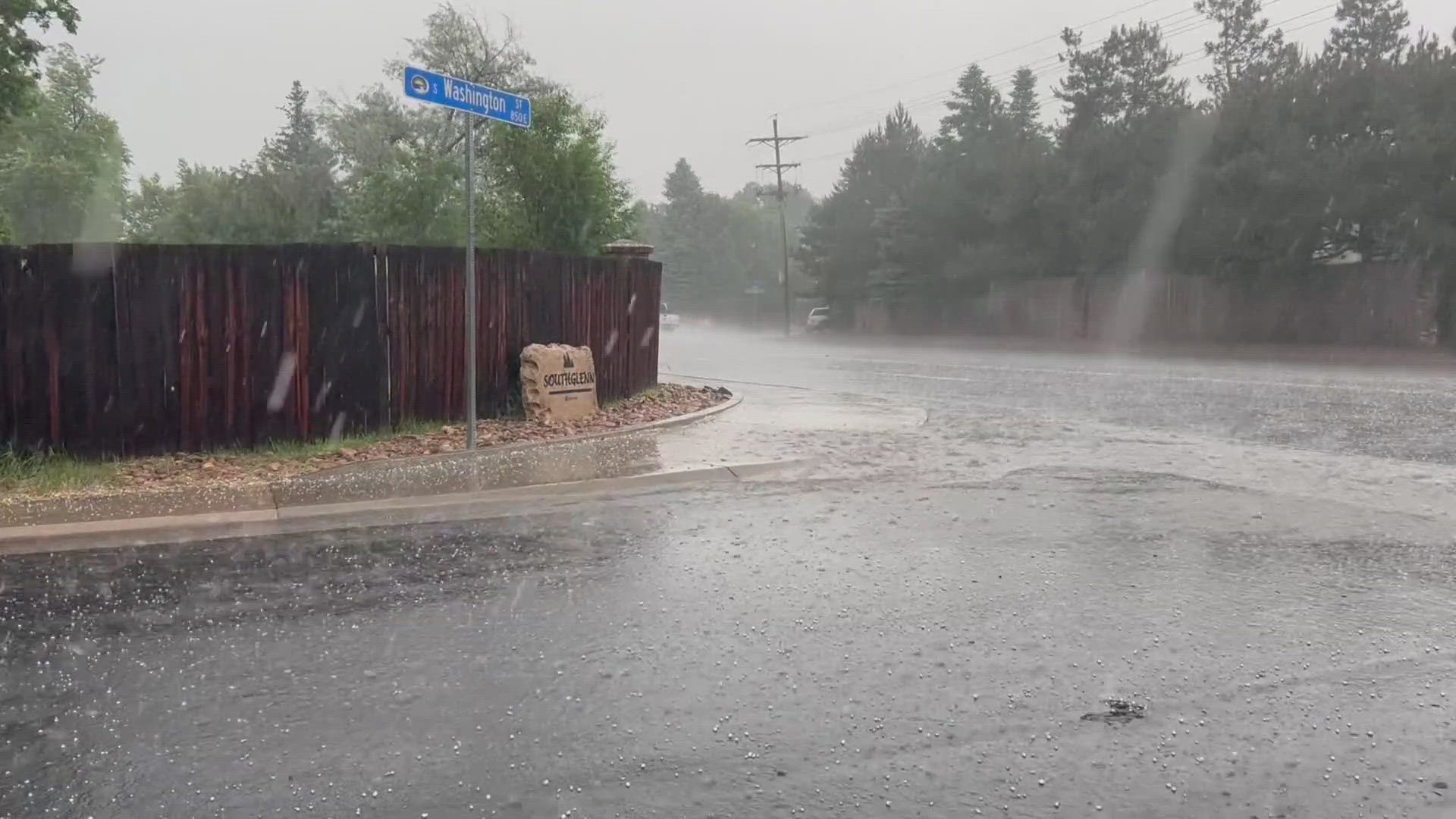 The Denver metro area was under a severe thunderstorm warning as storms walloped Littleton, Centennial and Aurora.