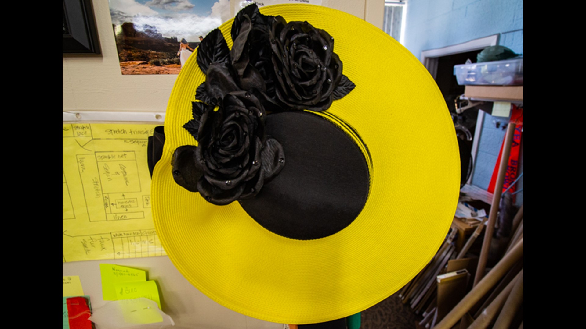 Check out these Derby Ready hats at a historic Denver fabric shop