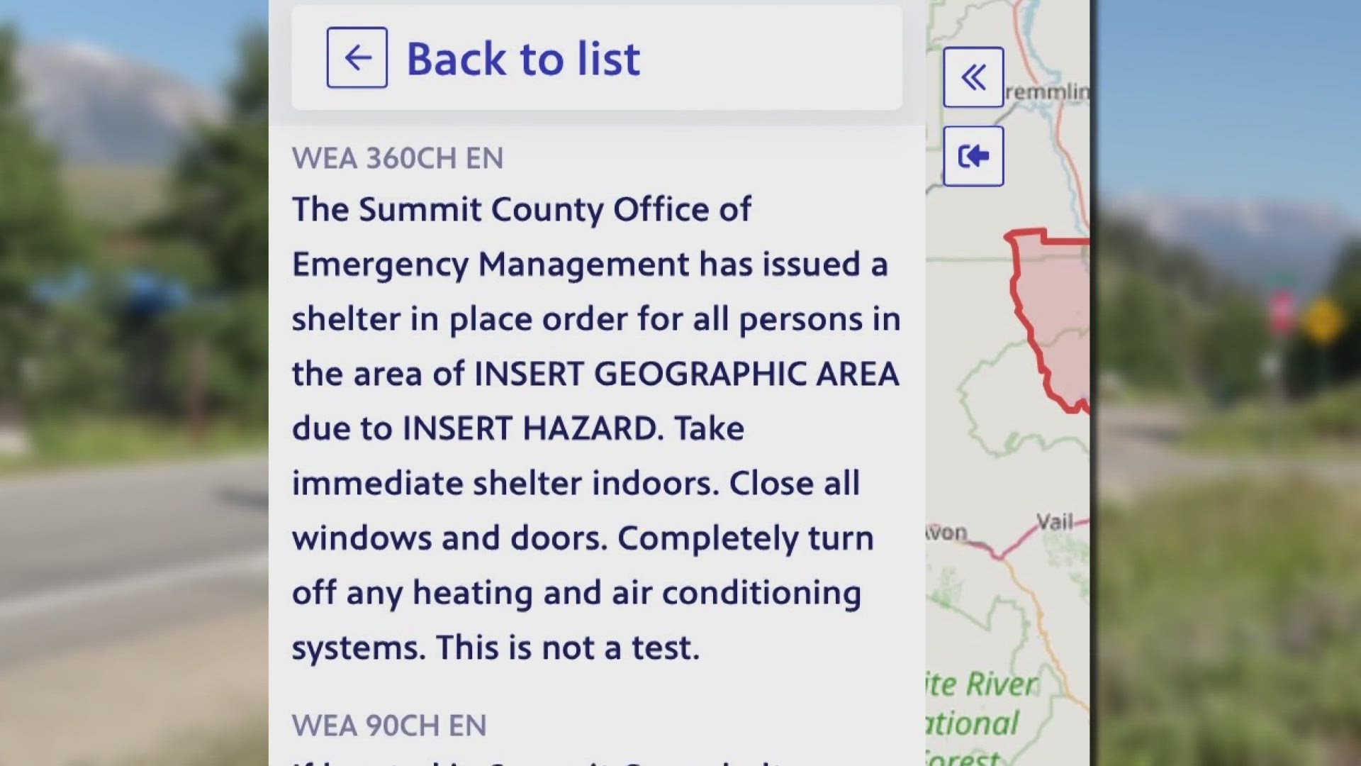 The alert was meant to go out to the entire county, emergency officials said, but the language was a mistake.