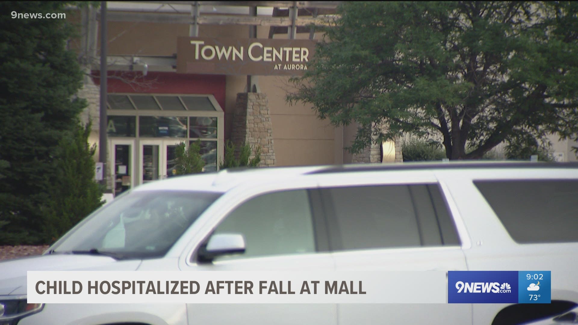 A 2-year-old boy is in the hospital in critical condition after falling from the second floor at the Aurora mall Sunday, police said.