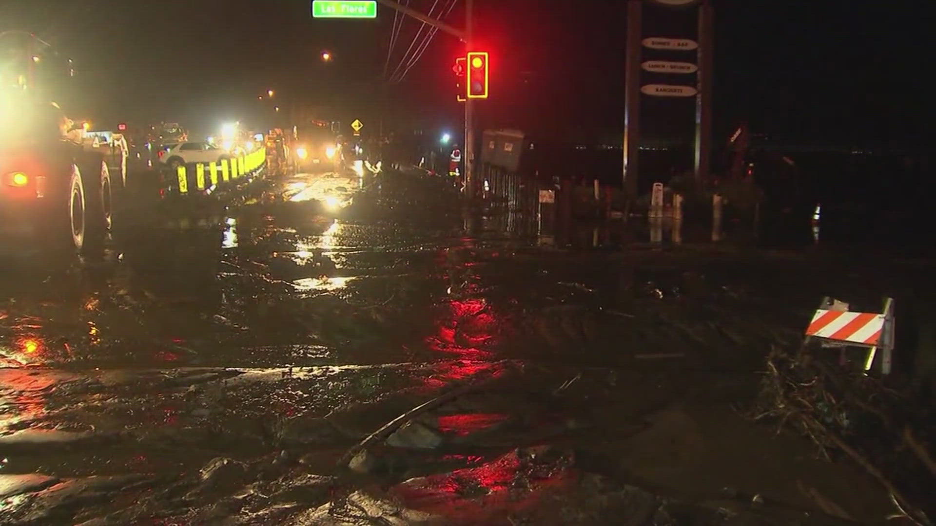 The intense rain triggered a landslide that covered everything in its path, bringing down trees and heavy boulders.
