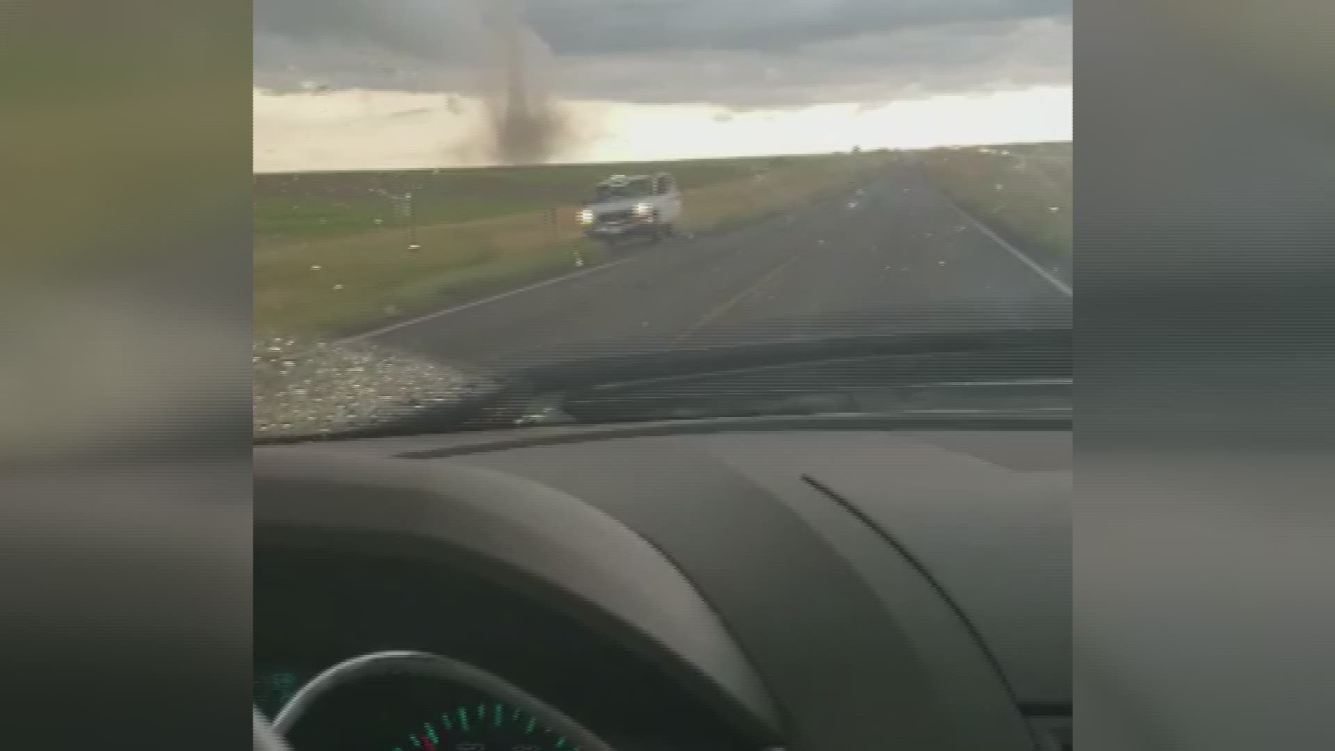 A tornado crosses the path of a mom and son on their way home from Cheyenne. (Video courtesy Jamie James)