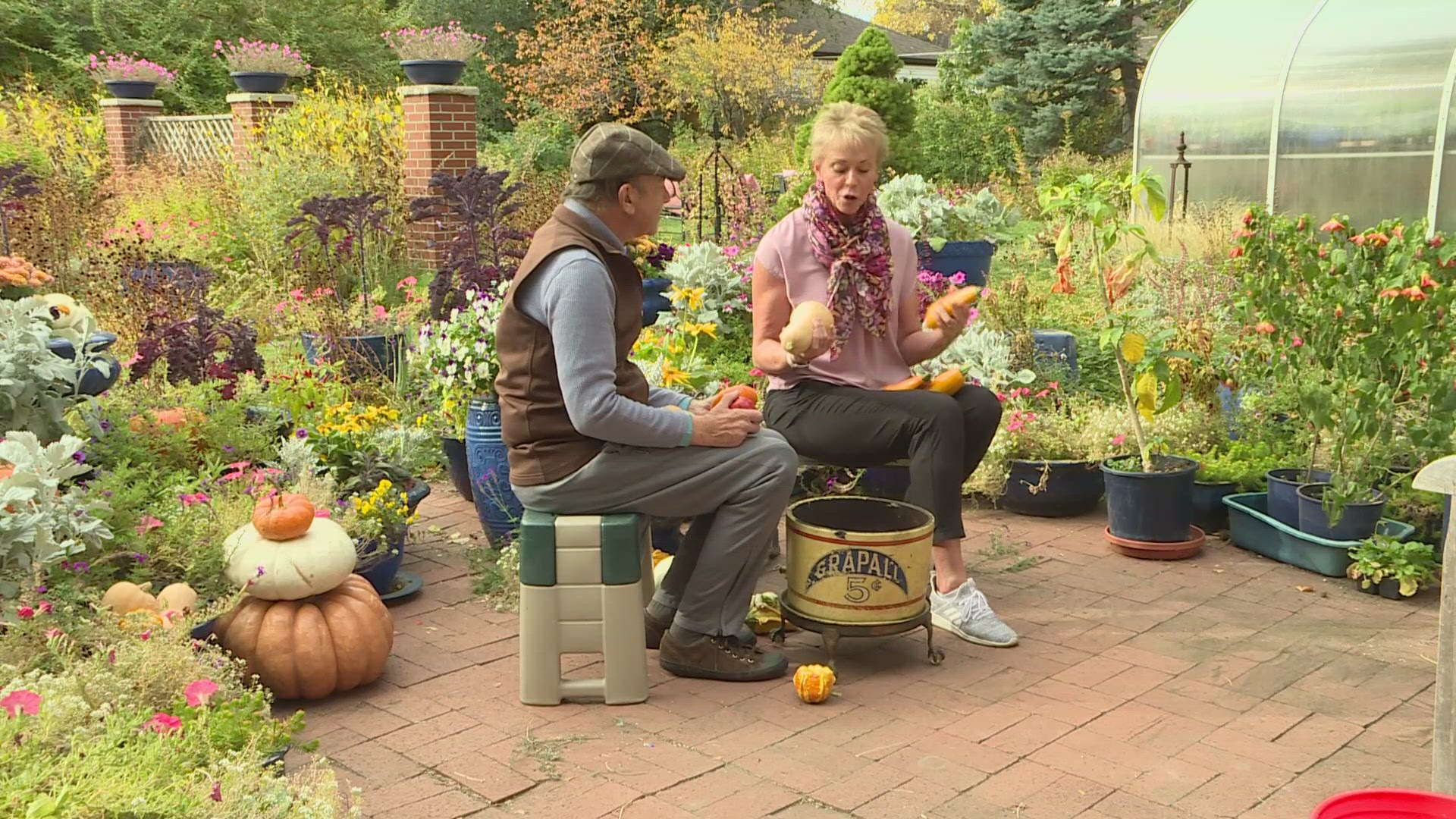 If your patio or front porch seems a bit dismal after Halloween, add more pumpkins and gourds.