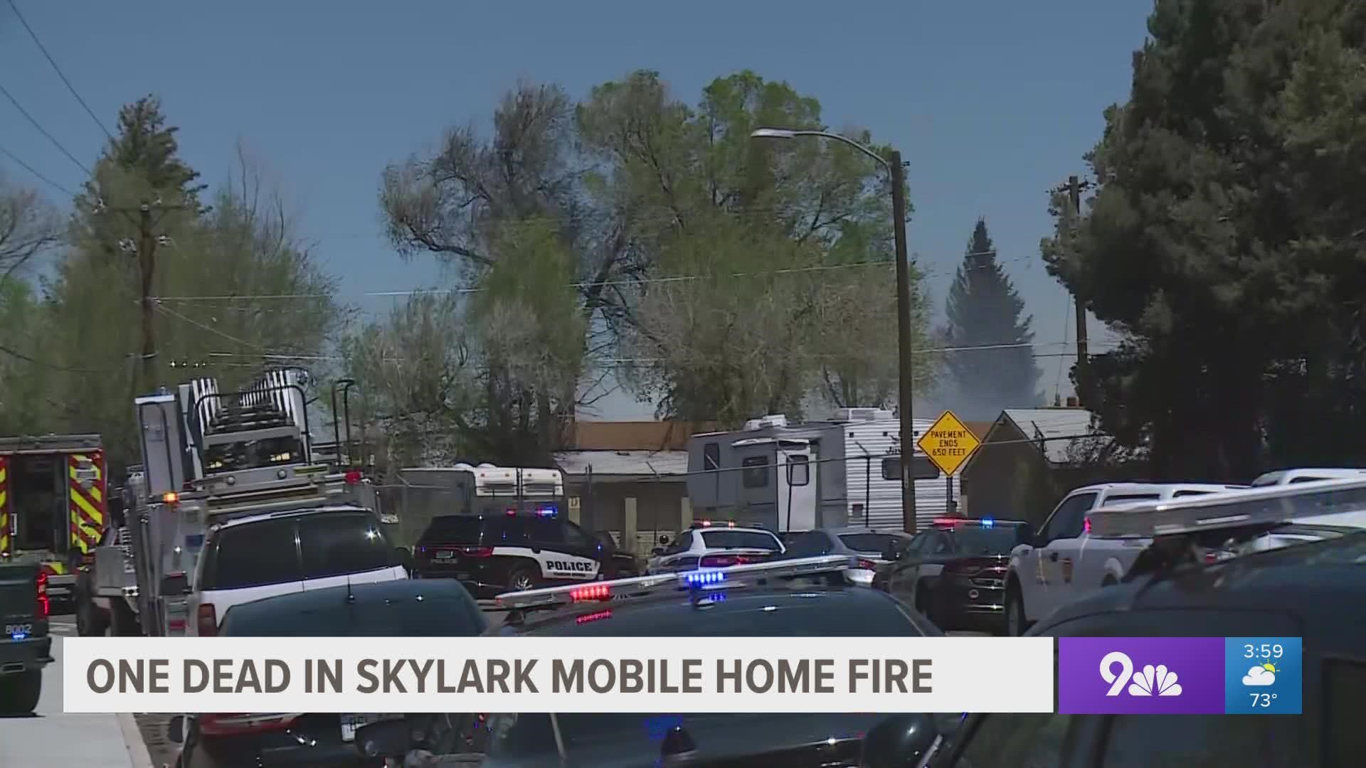 Eight homes were lost in the fire Thursday at Skylark Mobile Home Park, according to police.