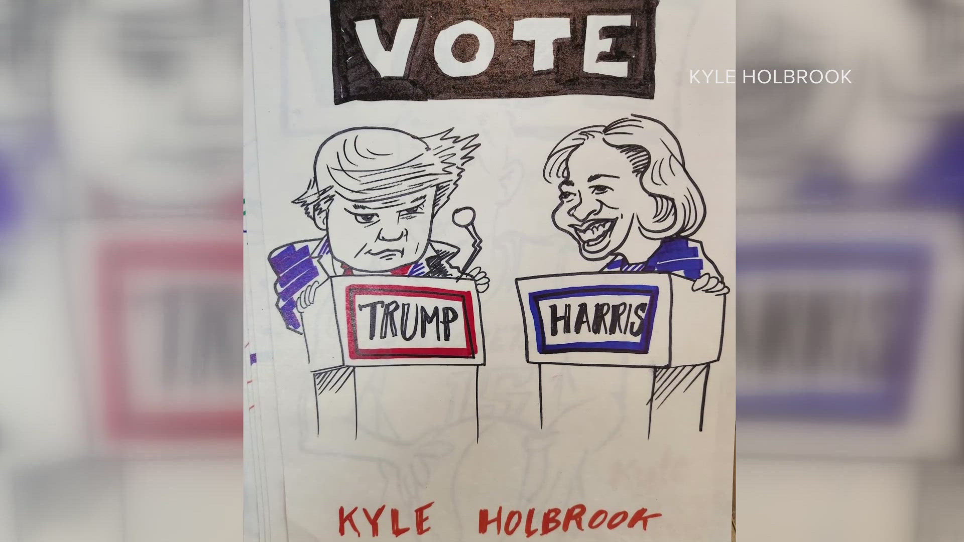 Kyle Holbrook says he hopes that as people pass by his art, they feel empowered to cast their vote in the upcoming election.