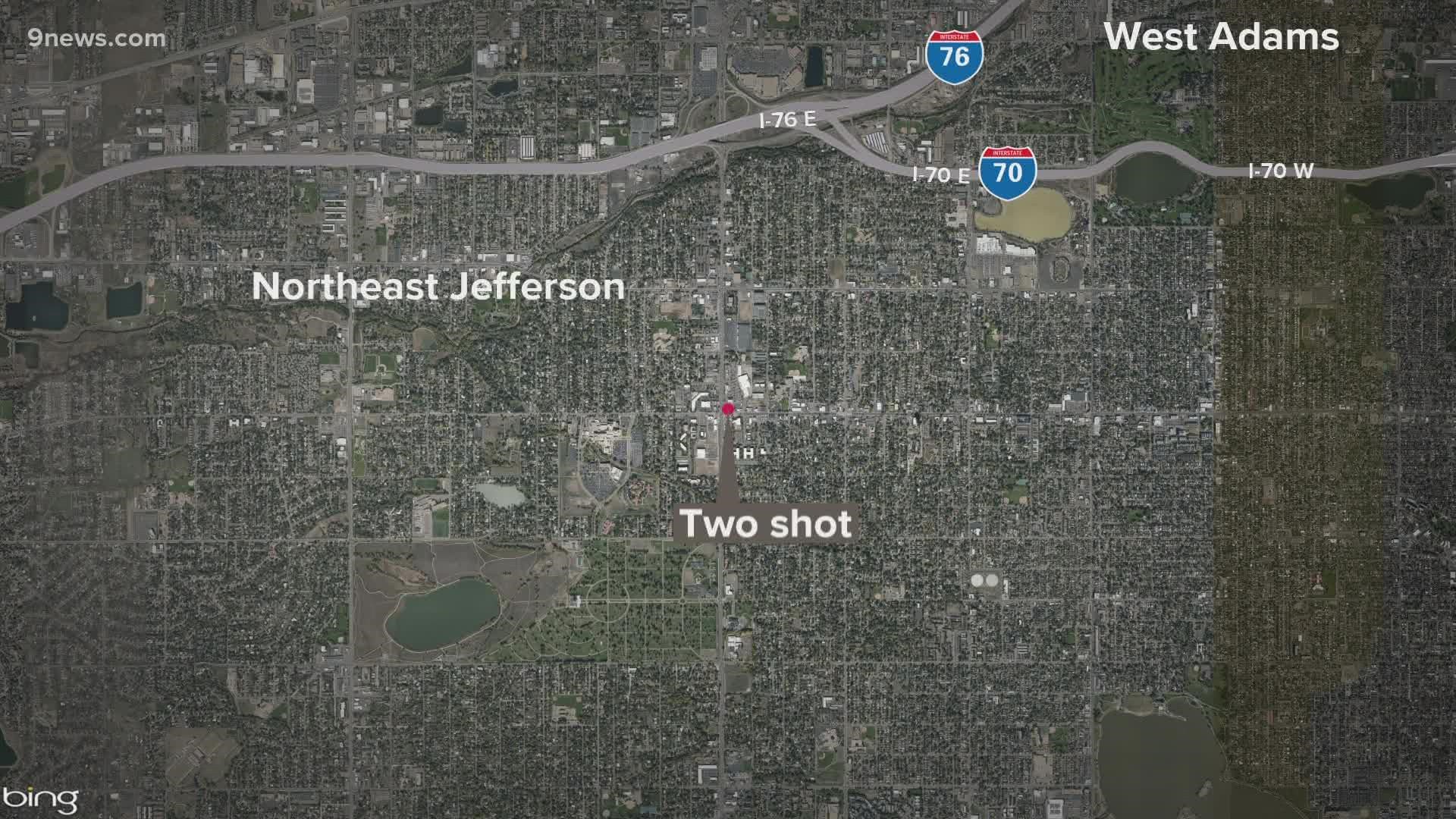 The shooting happened around 8:30 p.m. Sunday in the area of 38th Avenue and Wadsworth Boulevard.