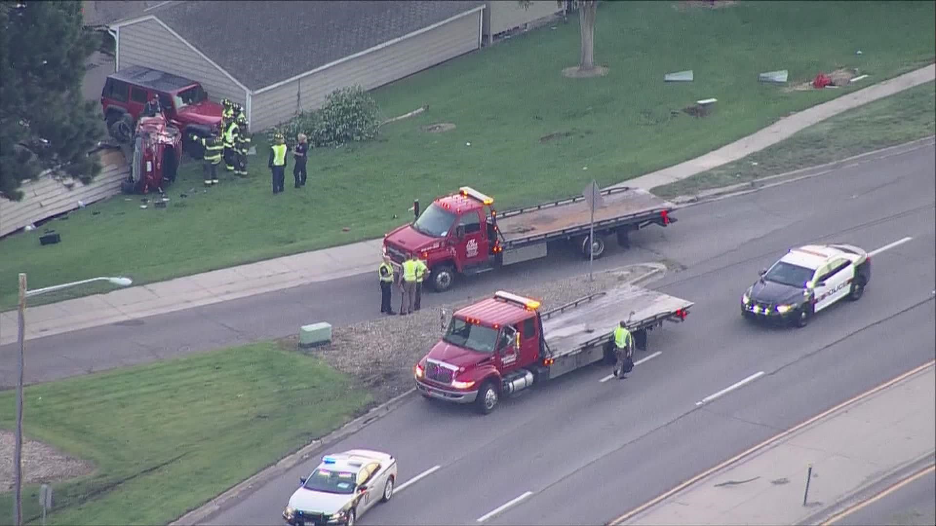 Sky9 over a fatal crash on Highway 285 near South Gilpin Street.
