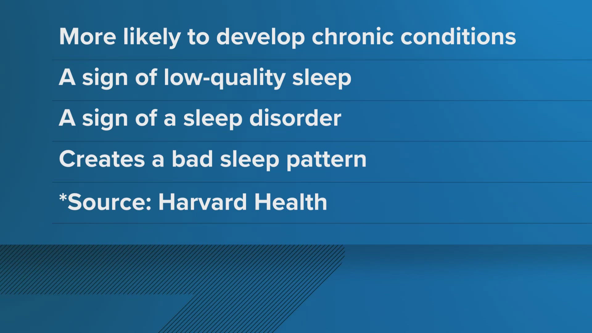 Adults who take long naps during the day may be more likely to have conditions like diabetes, heart disease, and depression.