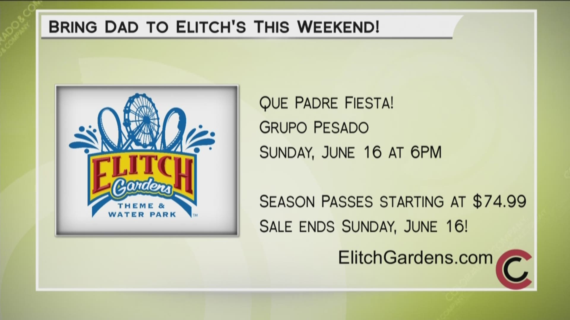 Come on out to Elitch Gardens for their summer concert series. You also have until Sunday to buy your season pass for only $74.99. Learn more at www.ElitchGardens.com. 
THIS INTERVIEW HAS COMMERCIAL CONTENT. PRODUCTS AND SERVICES FEATURED APPEAR AS PAID ADVERTISING.
