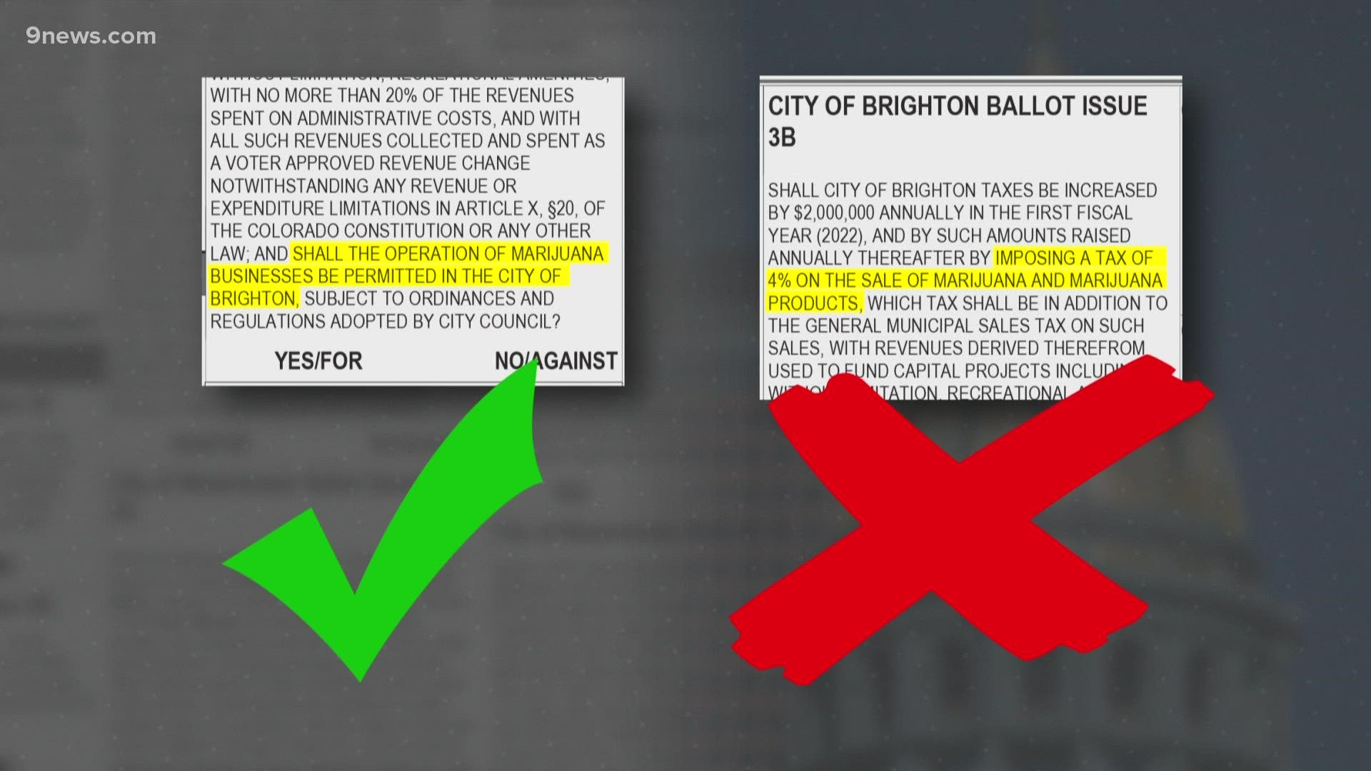 A viewer wanted to know why Brighton's ballot asked about marijuana taxes in a question before asking to approve marijuana. It's because of Colorado law.