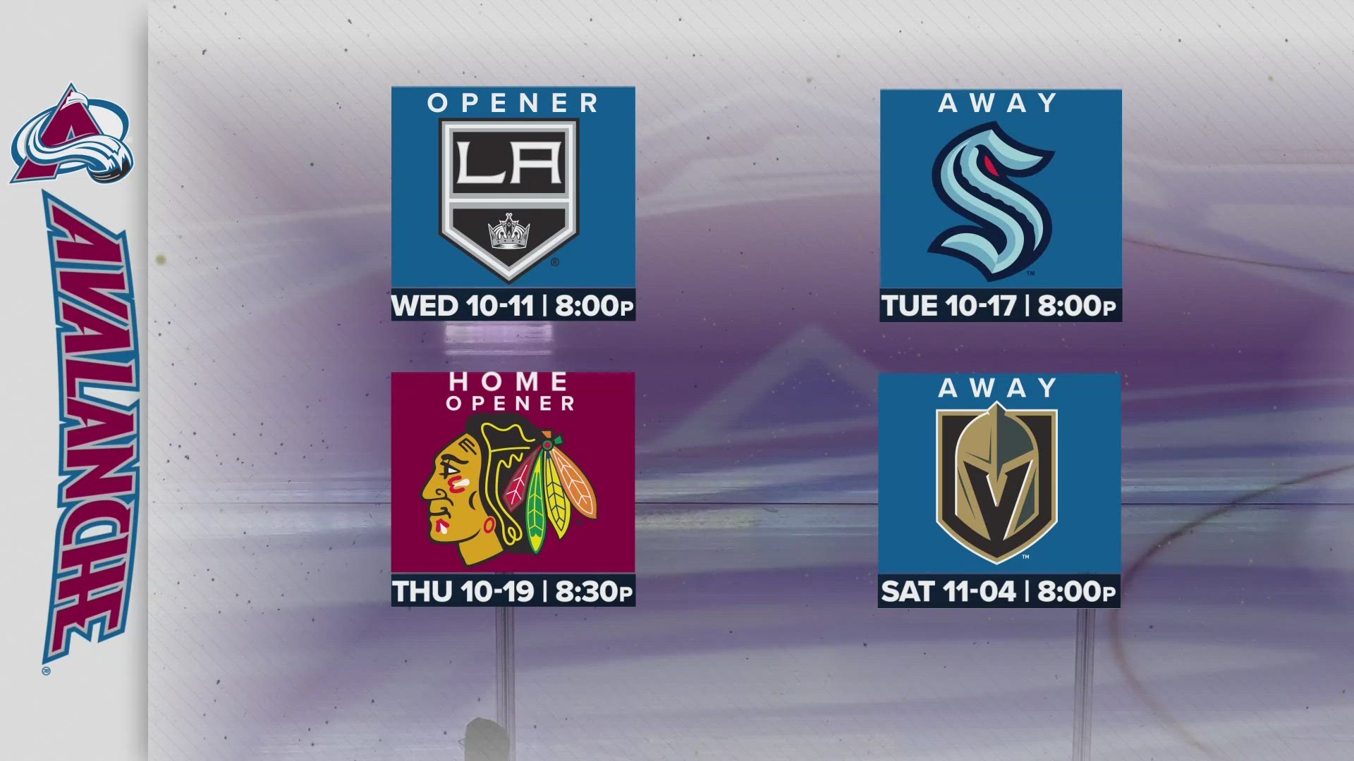 The Avs kick off the regular season in Los Angeles on October 11.