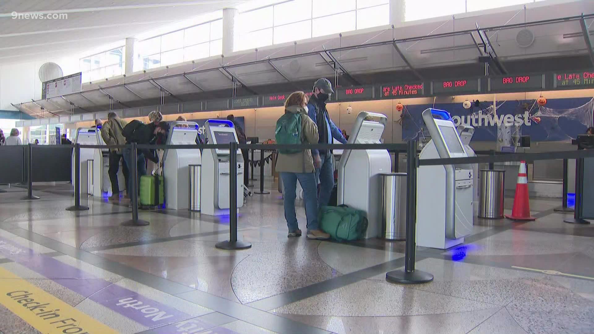 Things are calmer at Denver International Airport Monday, but it could take several more days before the chain reaction levels out.