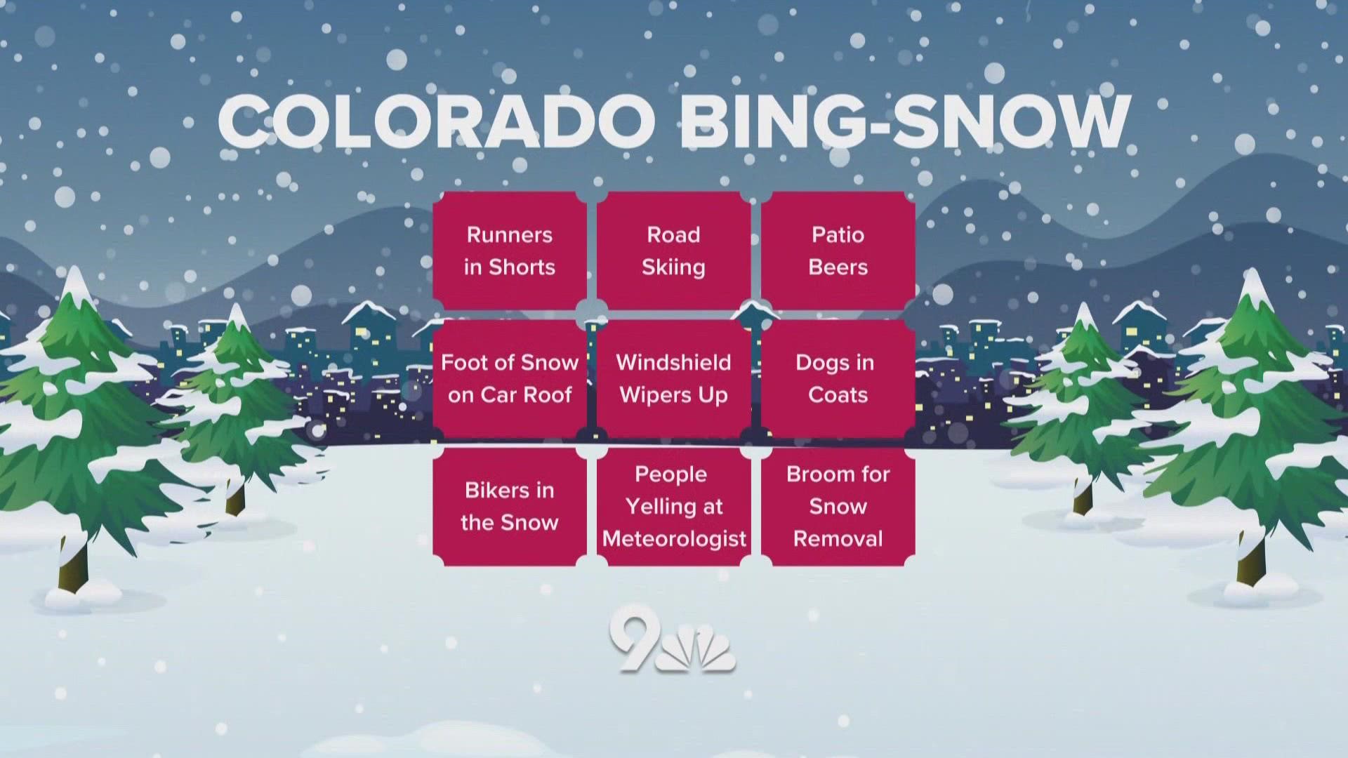 9NEWS Reporter Steve Staeger plays a bit of "snow bingo" on a Colorado snow day where people do some out-of-the-box activities.