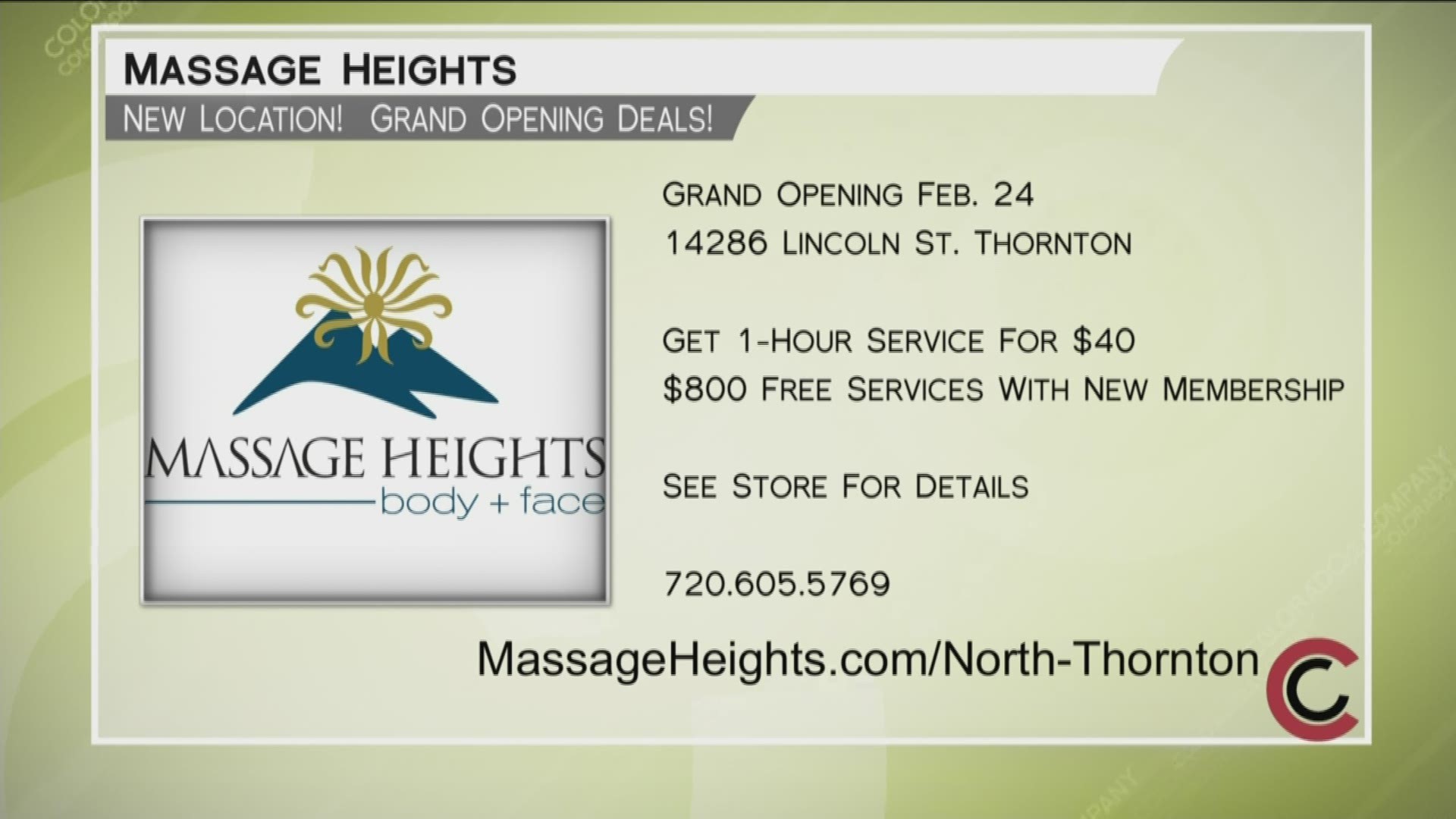 Massage Heights in North Thornton can elevate your every day. Call 720.605.5769 or visit MassageHeights.com/North-Thornton to schedule your service and learn more.