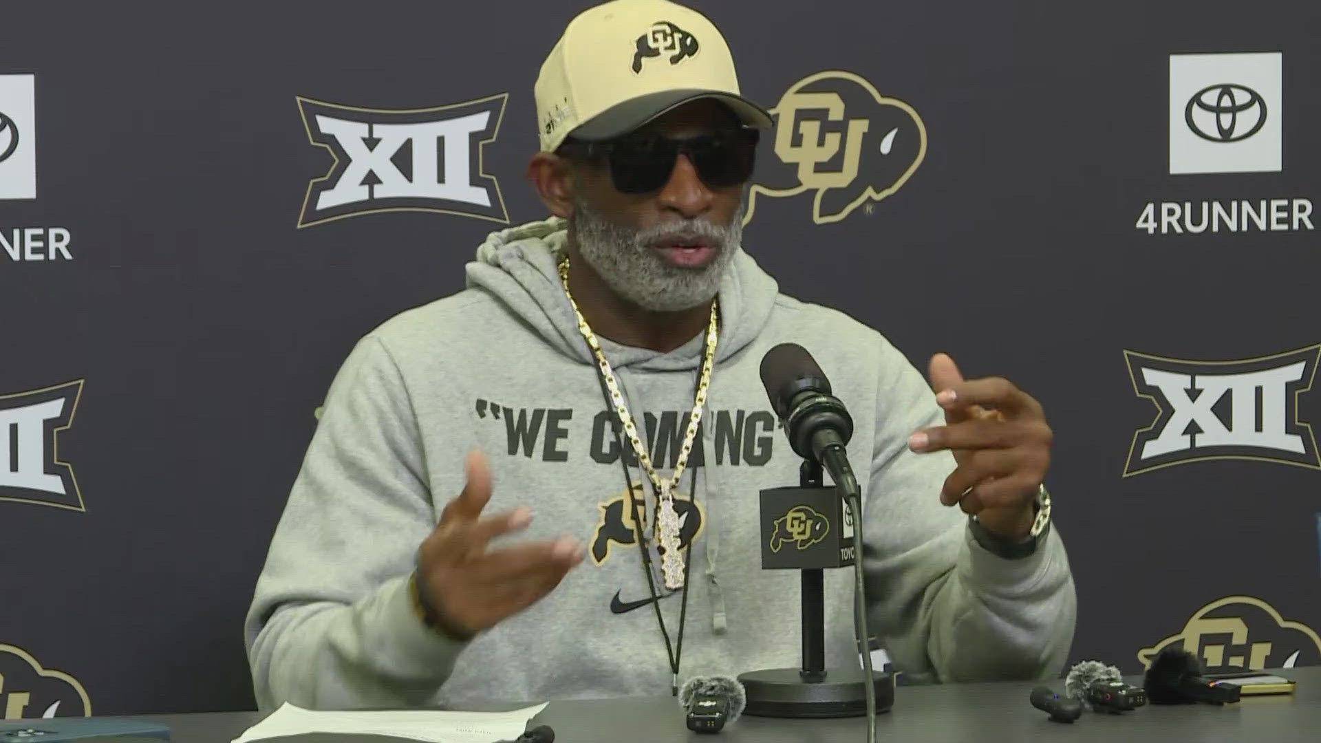 University of Colorado head coach Deion Sanders addressed the media Tuesday ahead of this weekend's rivalry game against Colorado State.