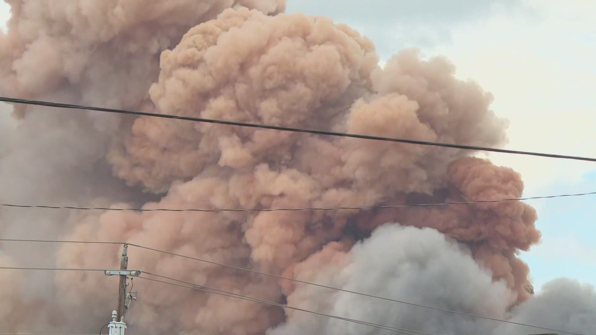 A chemical plant fire sent a massive plume of dark smoke high into the sky that could been seen from miles away.