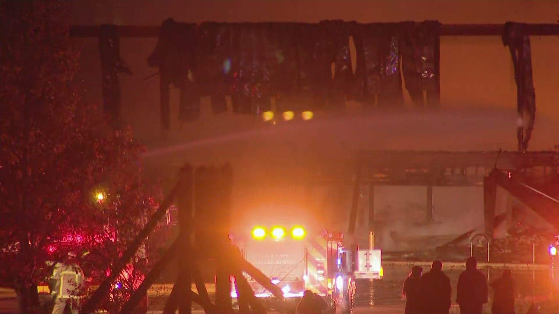 An evacuation order has been issued in Boulder County as crews battle a fire at a shopping center in Nederland.