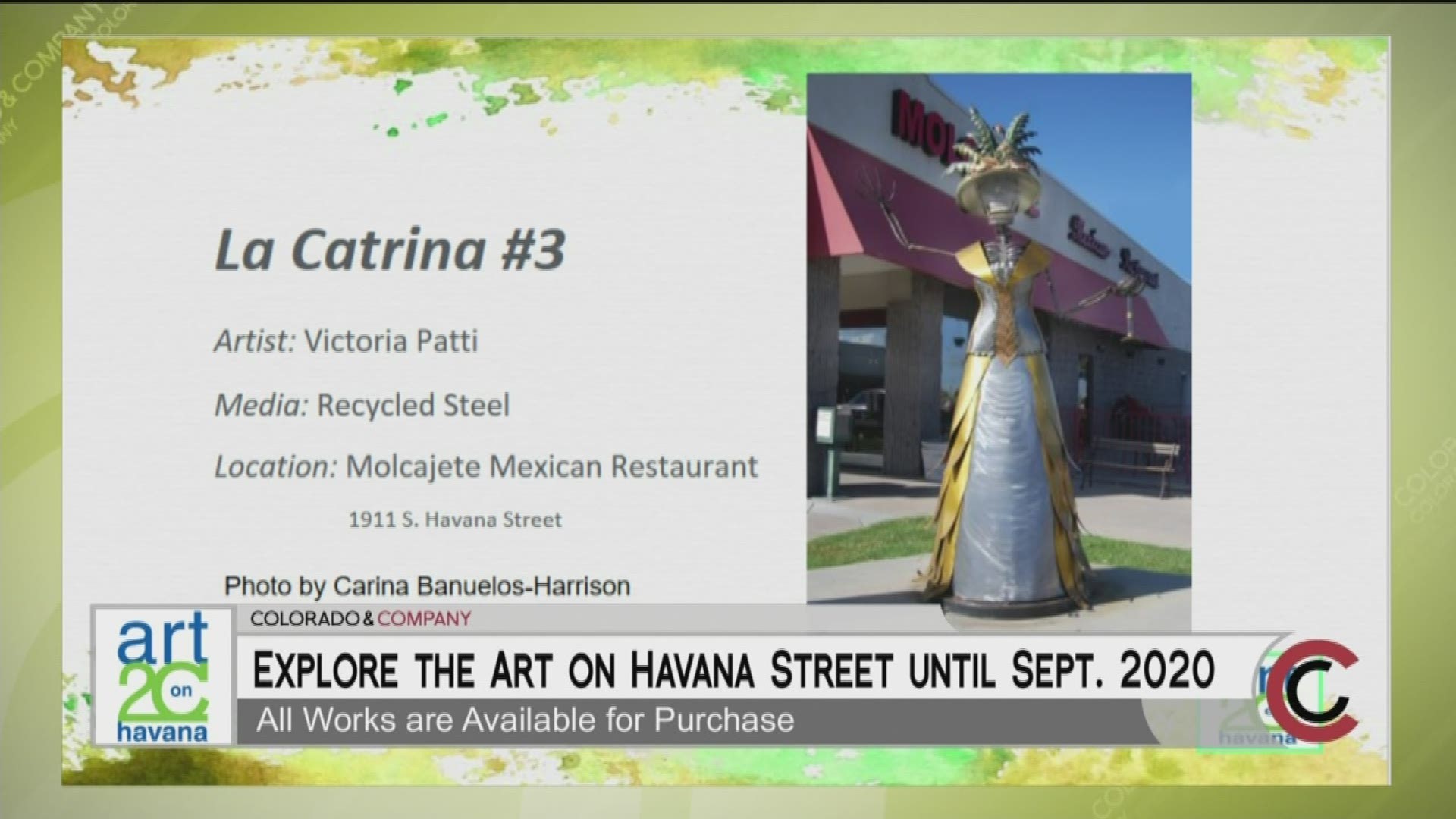 Check out the public art along Havana Street. The displays will be up through September 2020 and all are available for purchase. Learn more at www.OnHavanaStreet.com