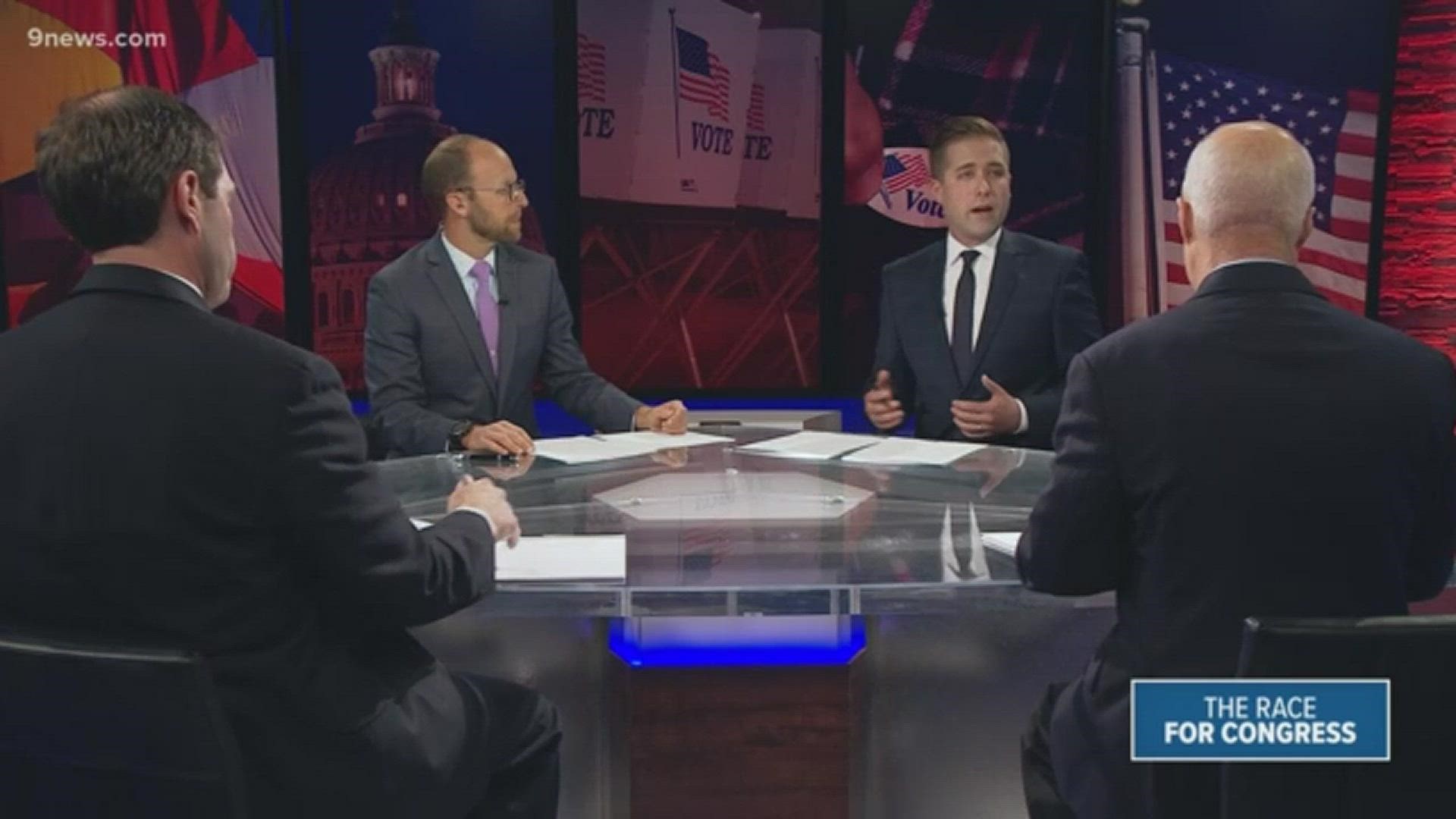 Mike Coffman and Jason Crow discuss pre-existing conditions healthcare coverage during their debate on 9NEWS.