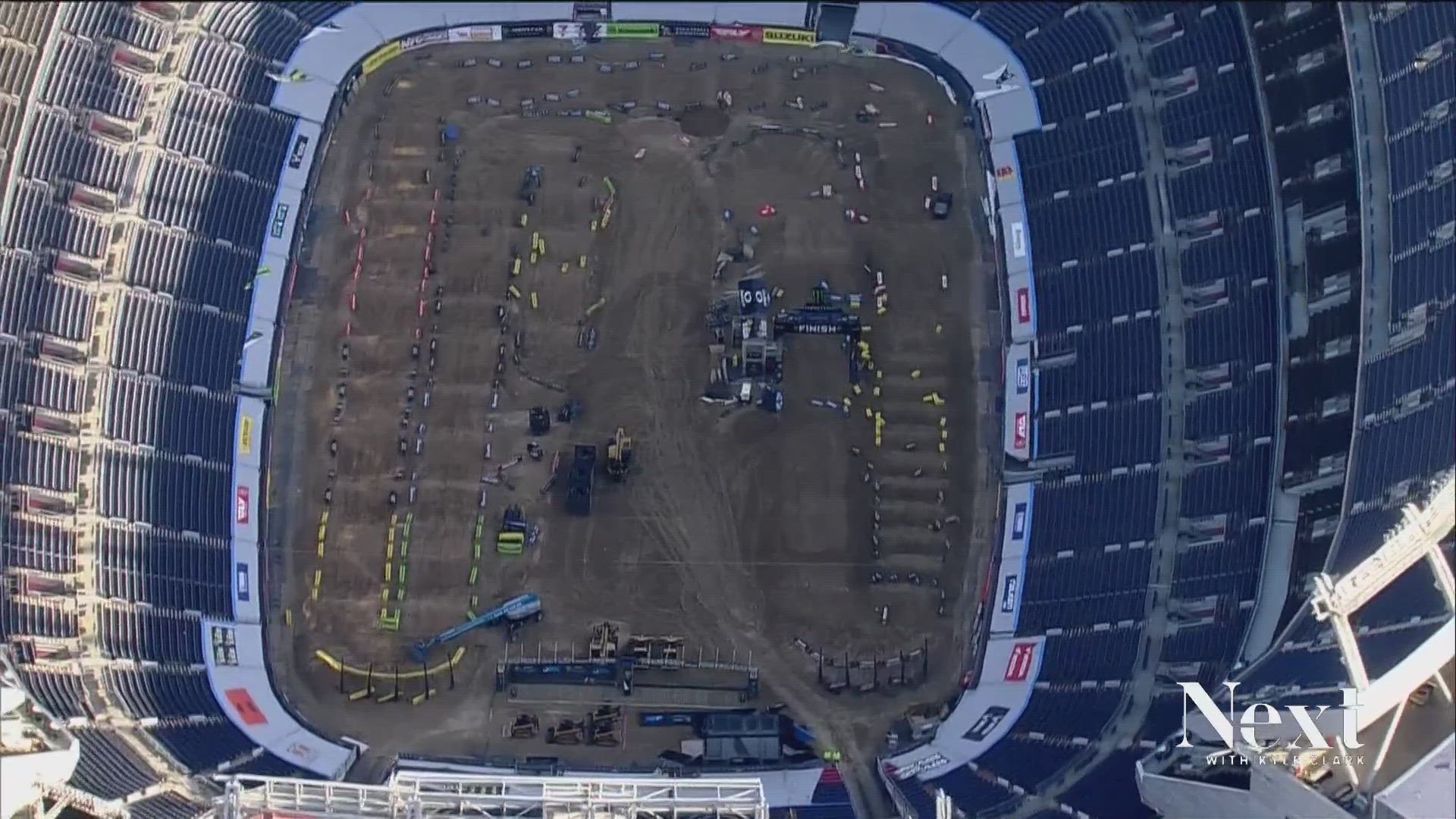 The floor of the Denver Broncos' stadium was covered in dirt for Supercross and Monster Jam.