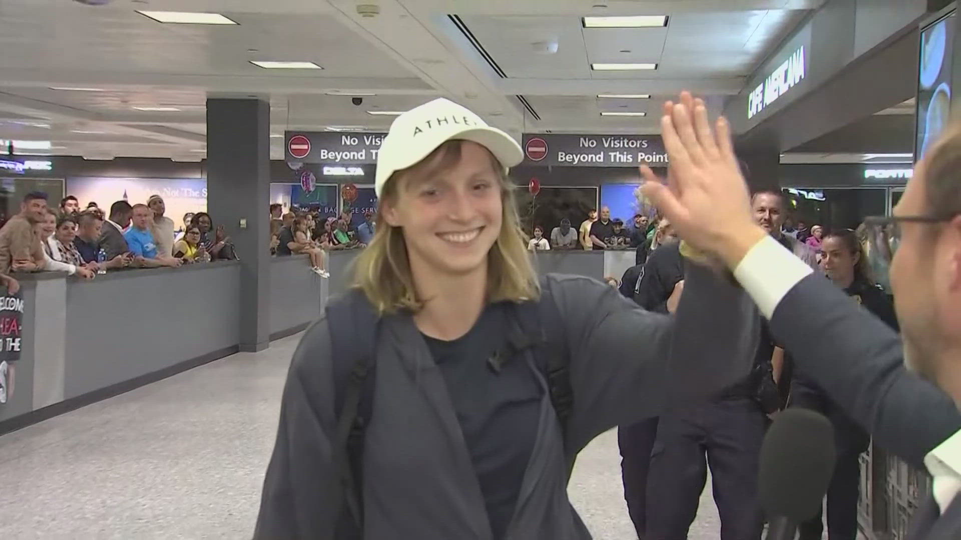 Ledecky touched down in Washington D.C. on Monday and was welcomed by fans at the airport. She returns with more Olympic medals than any other female swimmer ever.