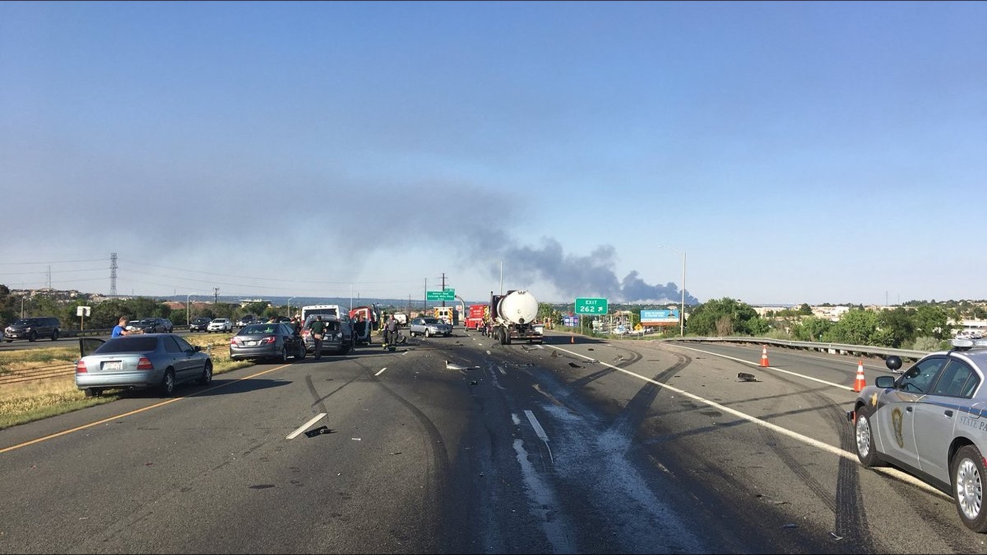 Huge crash shuts down I-70 East at Colfax | 9news.com
