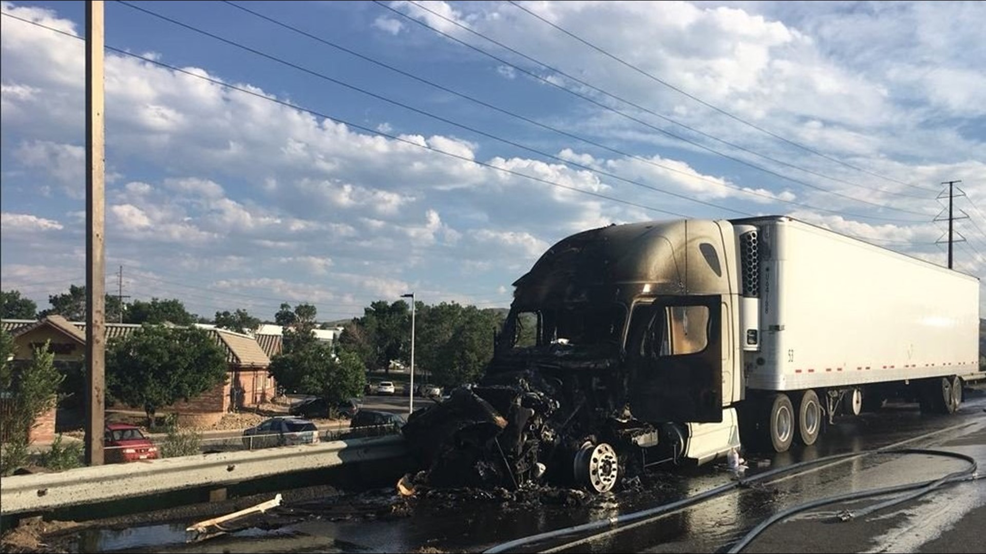 2 hurt after fiery crash involving semi | 9news.com