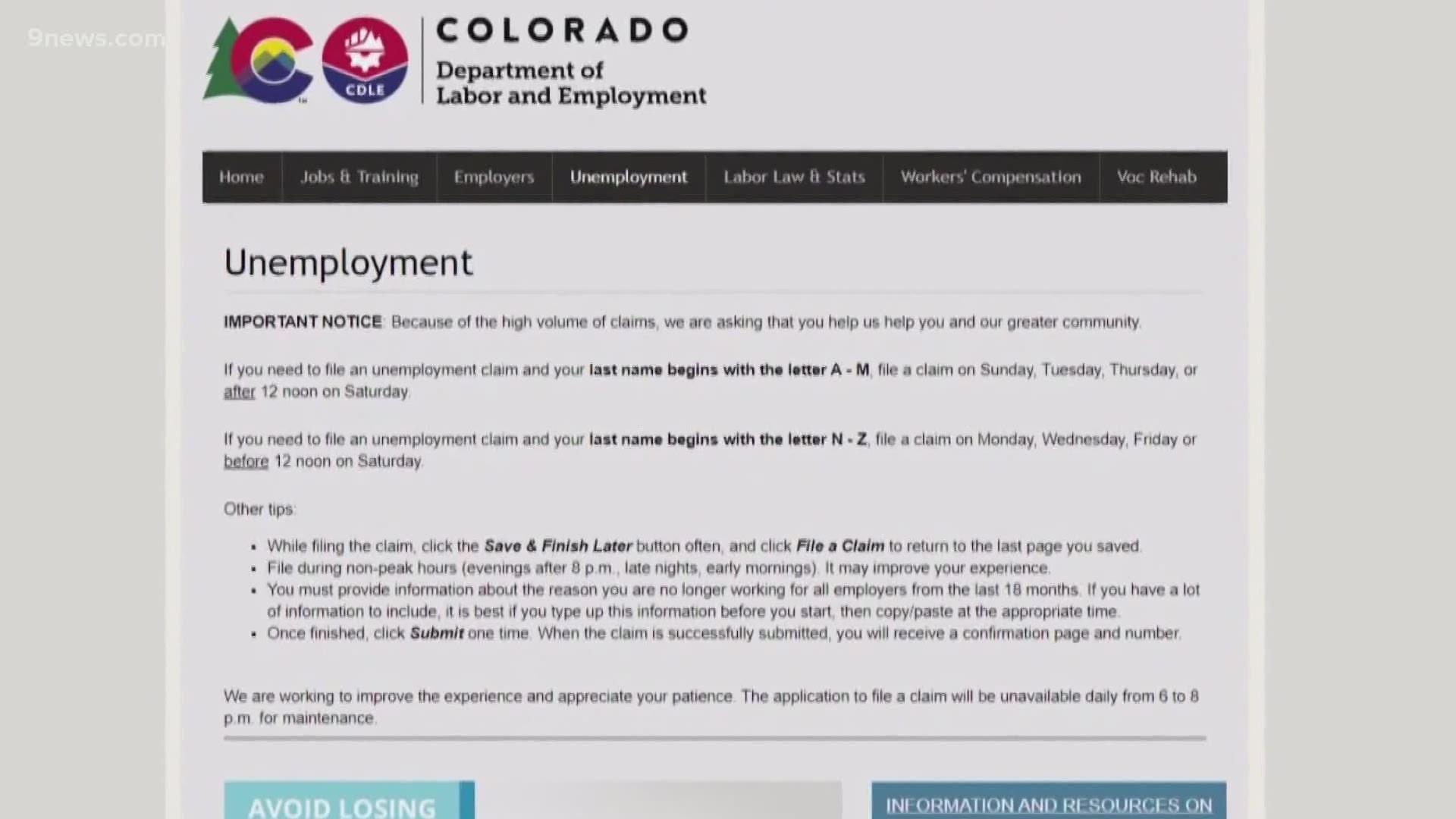 The Colorado Department of Labor and Employment made the announcement Friday morning.