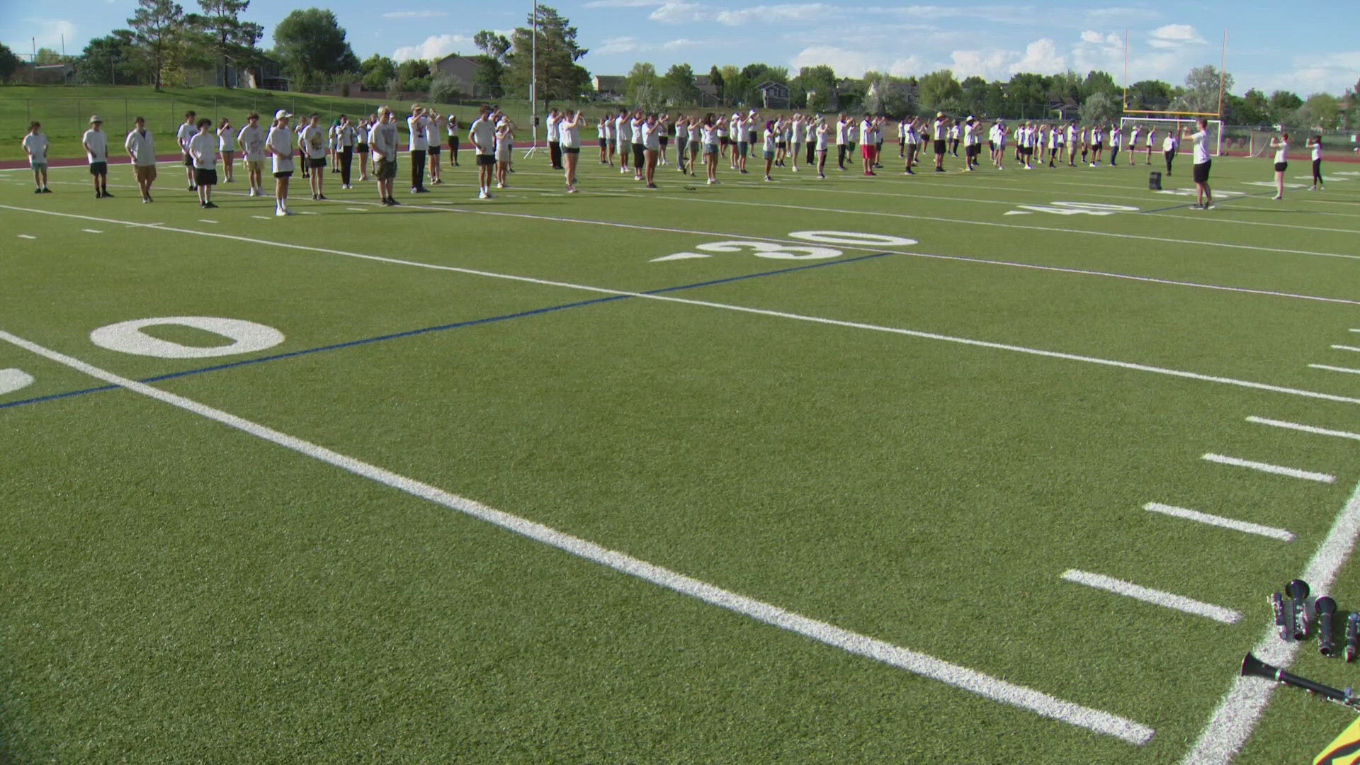 High School marching bands across the state participated in two-week band camps learning how to march, play instruments, and spin flags for their upcoming season.