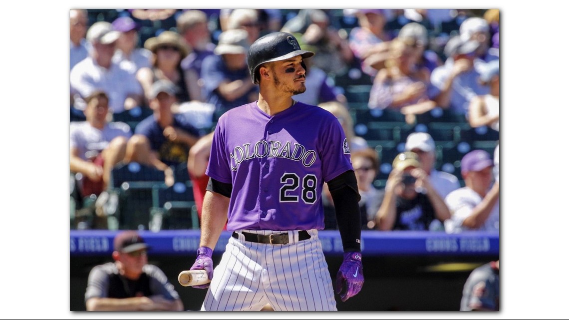 Trevor Story #27 Colorado Rockies Camo Green Flex Base Jersey