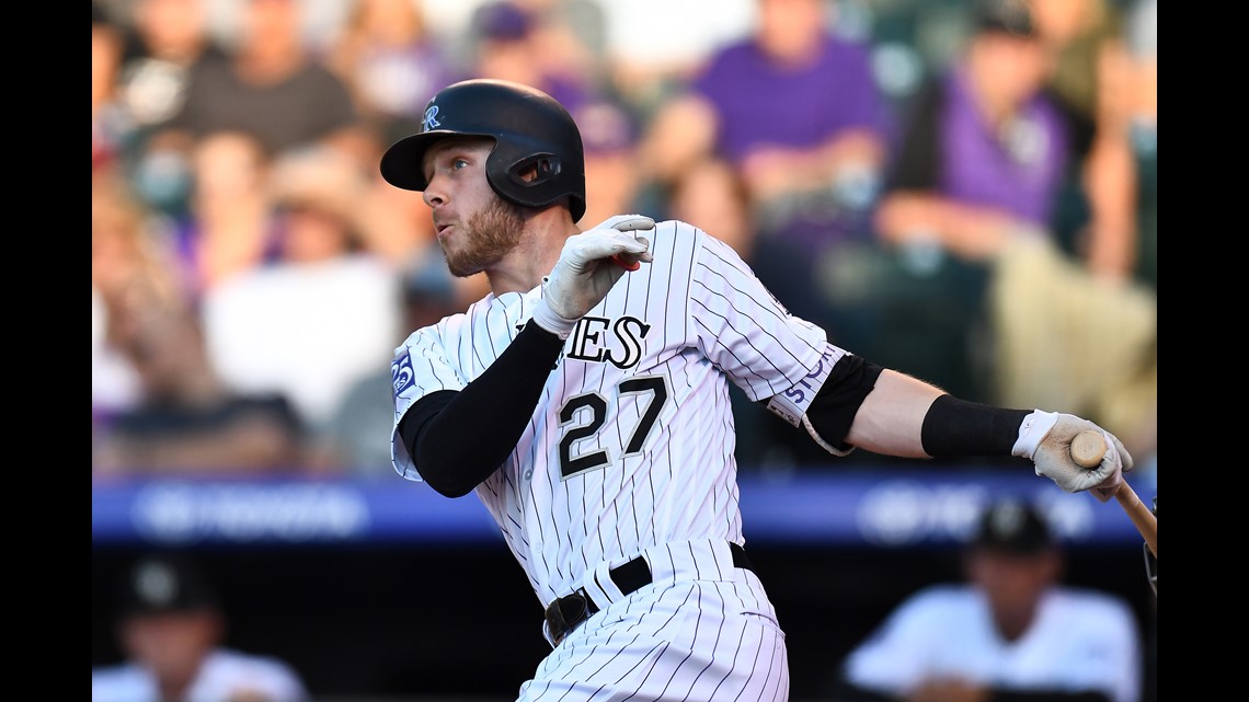 Rockies' Trevor Story on hold with elbow injury; game vs. Pirates rained out