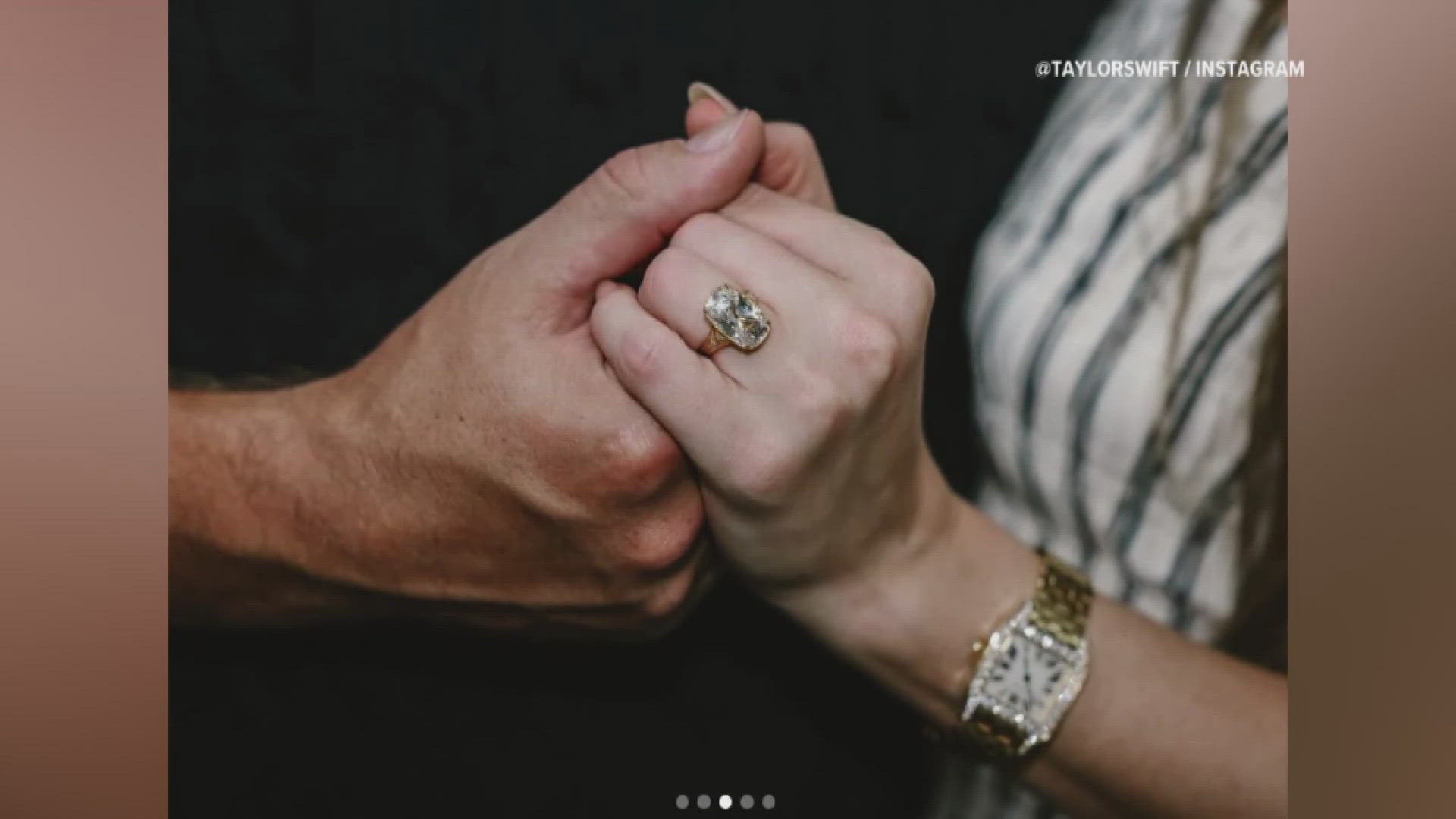 The pop star showed off the stunning ring in her engagement post, flashing a close-up of the massive emerald-cut stone.