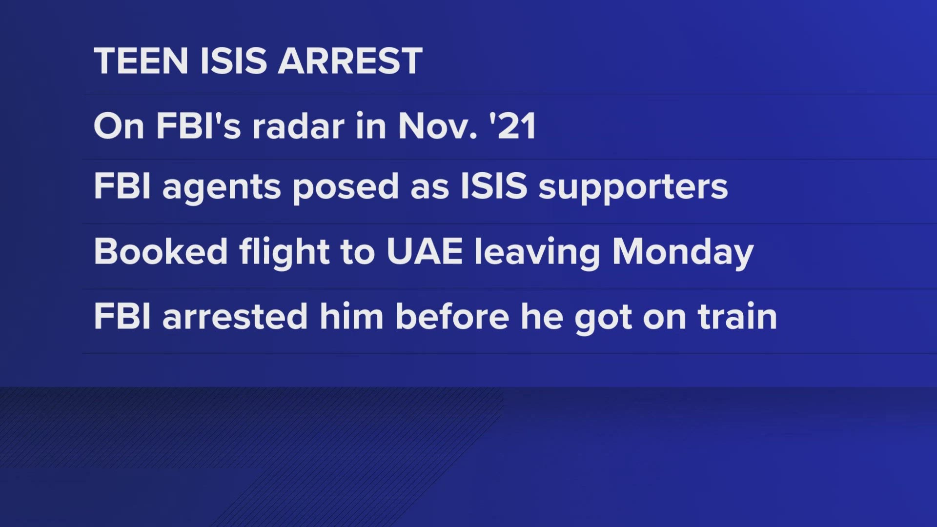 The Federal Bureau of Investigation said the 18-year-old had been talking about the trip for years.