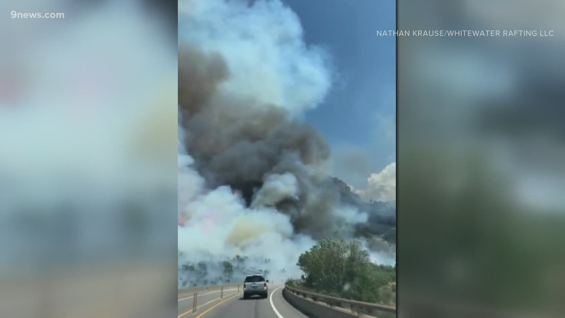 Interstate 70 remains closed in both directions through Glenwood Canyon Tuesday morning due to a wildfire burning in the area.