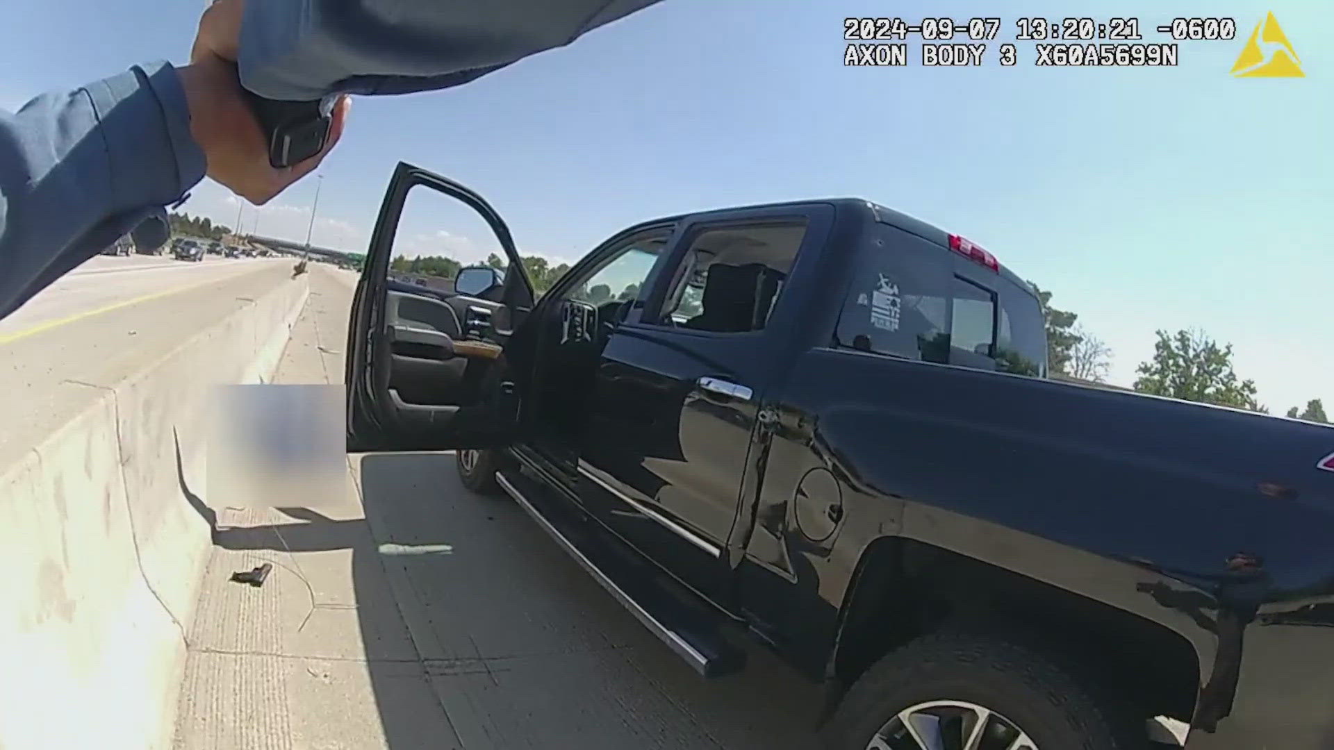 Footage shows a vehicle slowed before the driver fired shots into the vehicle of Corporal Tye Simcox, who was doing paperwork.