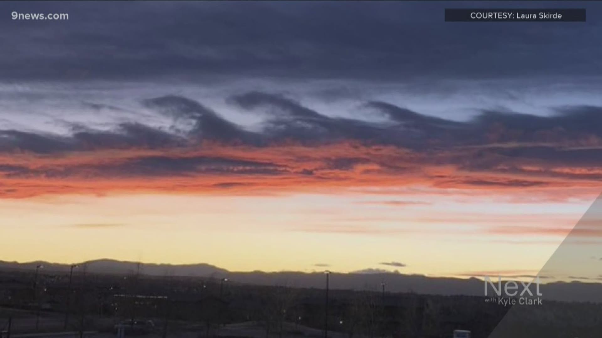 These clouds seen over Colorado’s Front Range are called Kelvin-Helmholtz wave clouds, named after the scientists that discovered the instability that causes them.