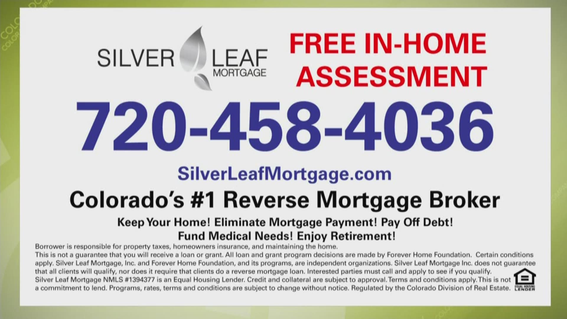 Silver Leaf Mortgage - February 4, 2020
Call 720.458.4036 or visit SilverLeafMortgage.com to find out if a reverse mortgage is right for you. They're the number one