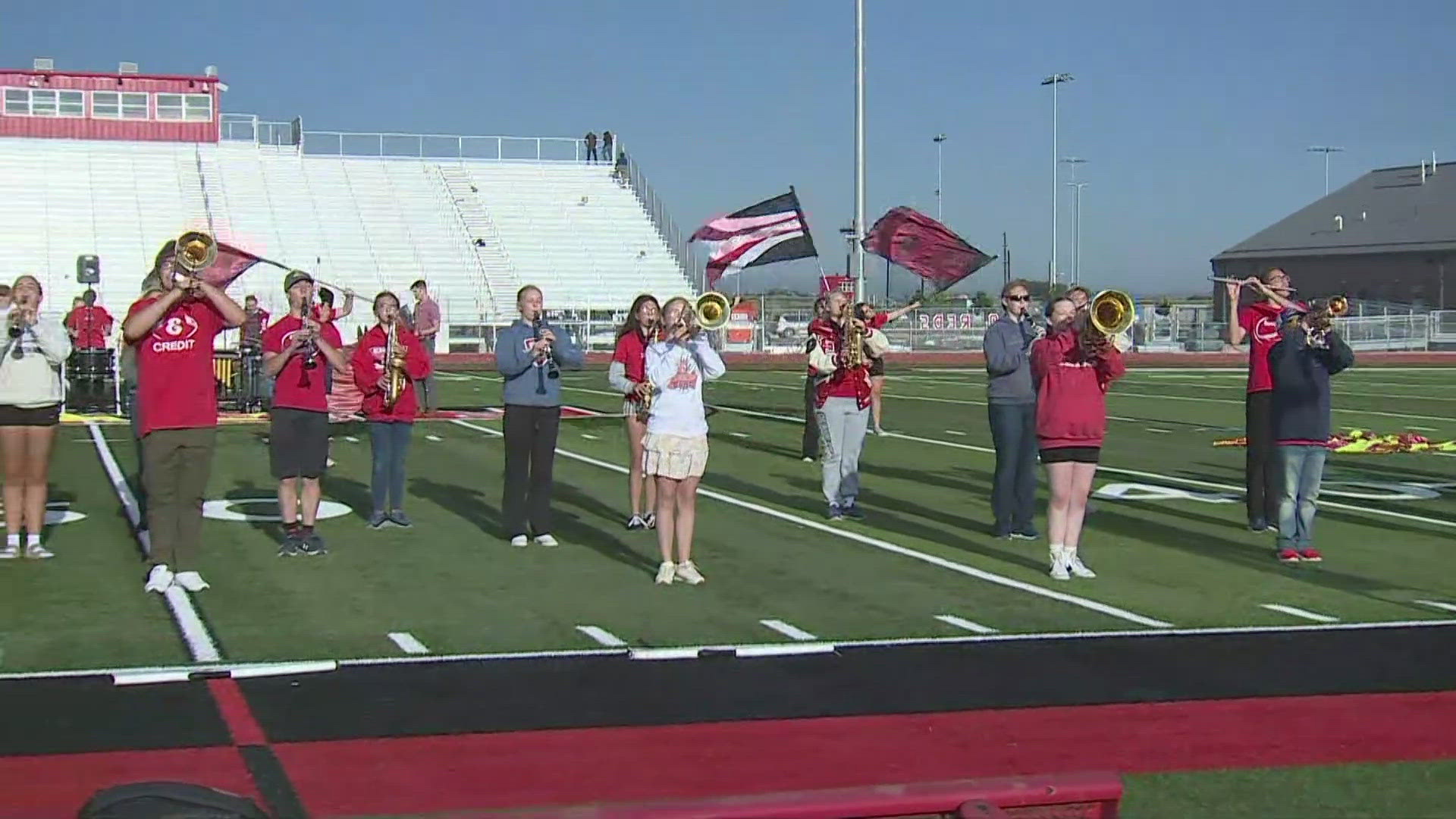 On the second stop of our “Hearts of Champions” tour, we visit Eaton High School in northern Colorado and get a sneak peak from their marching band practice.