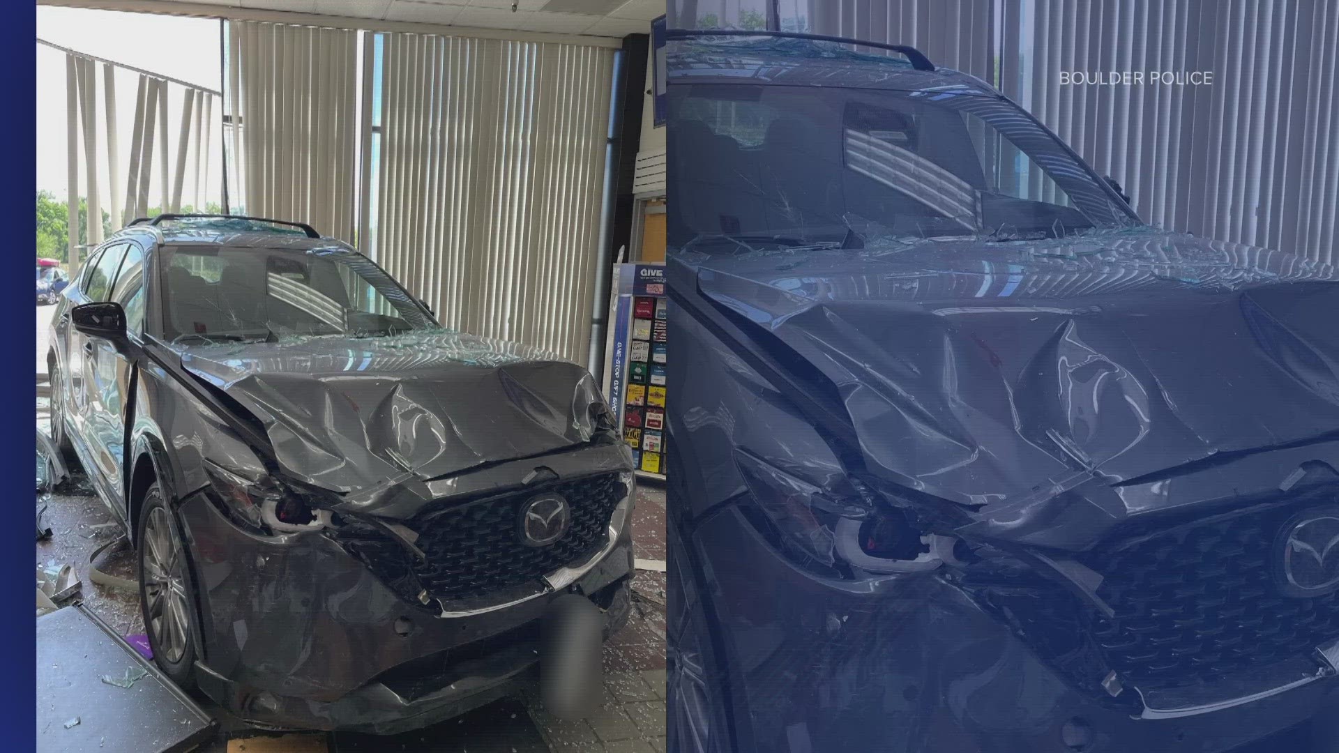 A 50-year-old man suffered serious injuries after an SUV crashed into a post office in Boulder on Friday morning.