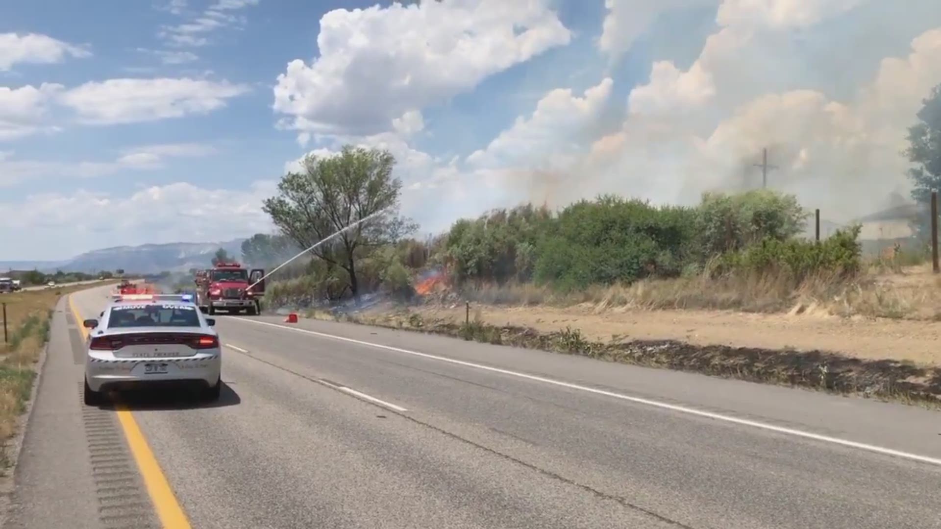 Wildfires off I-70 prompted a closure of the westbound lanes of the highway between New Castle and Silt. Video courtesy CSP Eagle.