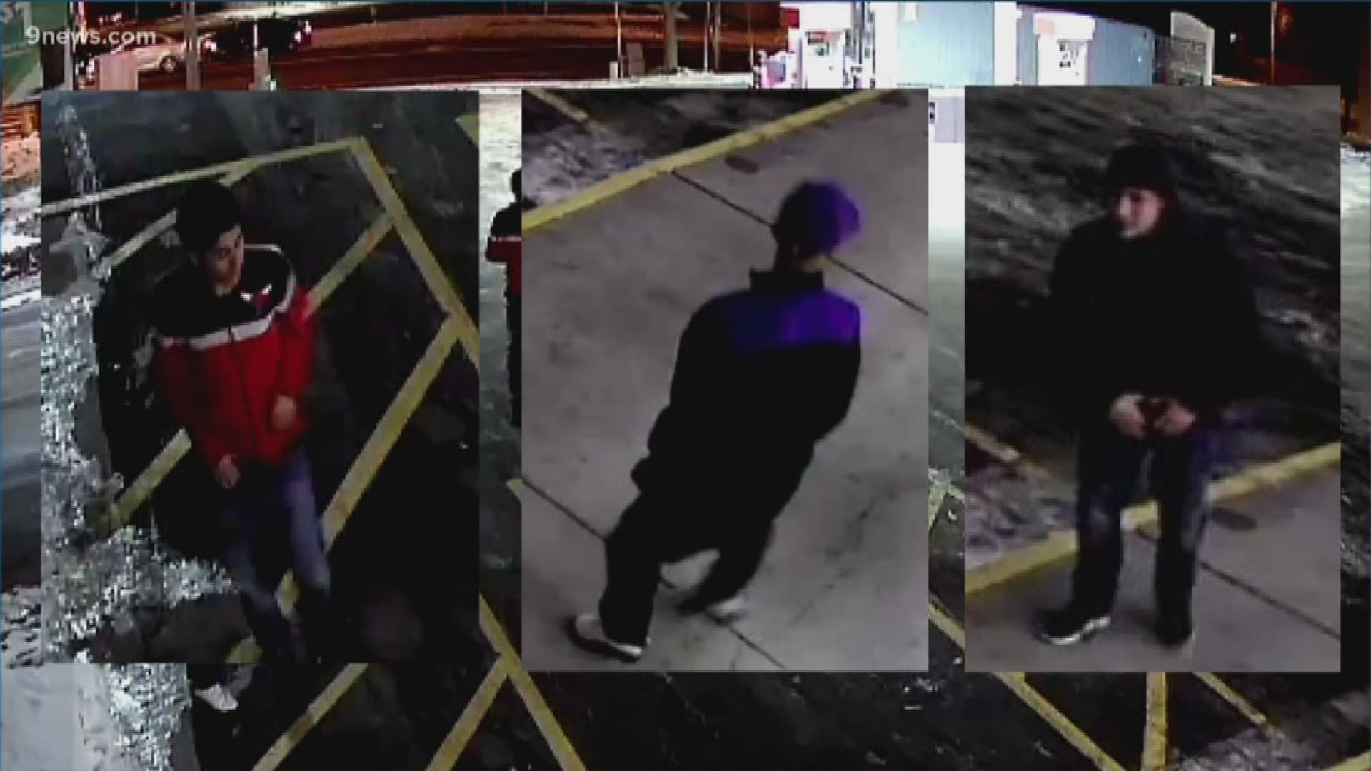 Denver Police said they are looking for three suspects shown in security camera footage.